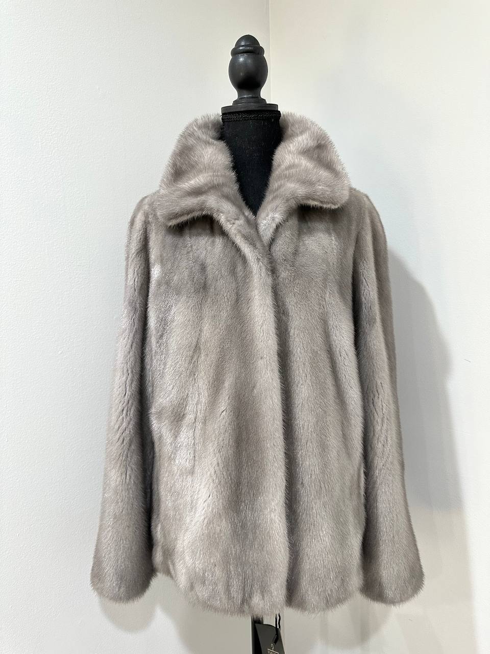 WOMEN New MINK FUR SHORT coat JACKET size M REAL FULL SKIN 1201120 GREY