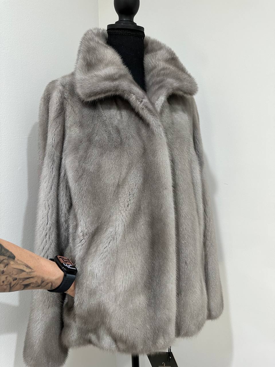 WOMEN New MINK FUR SHORT coat JACKET size M REAL FULL SKIN 1201120 GREY