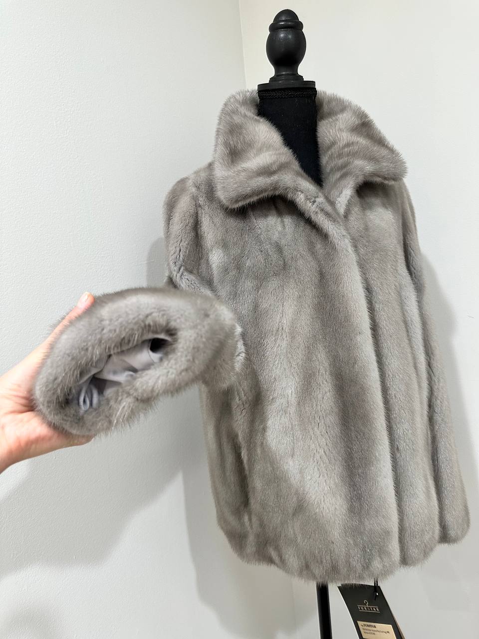 WOMEN New MINK FUR SHORT coat JACKET size M REAL FULL SKIN 1201120 GREY