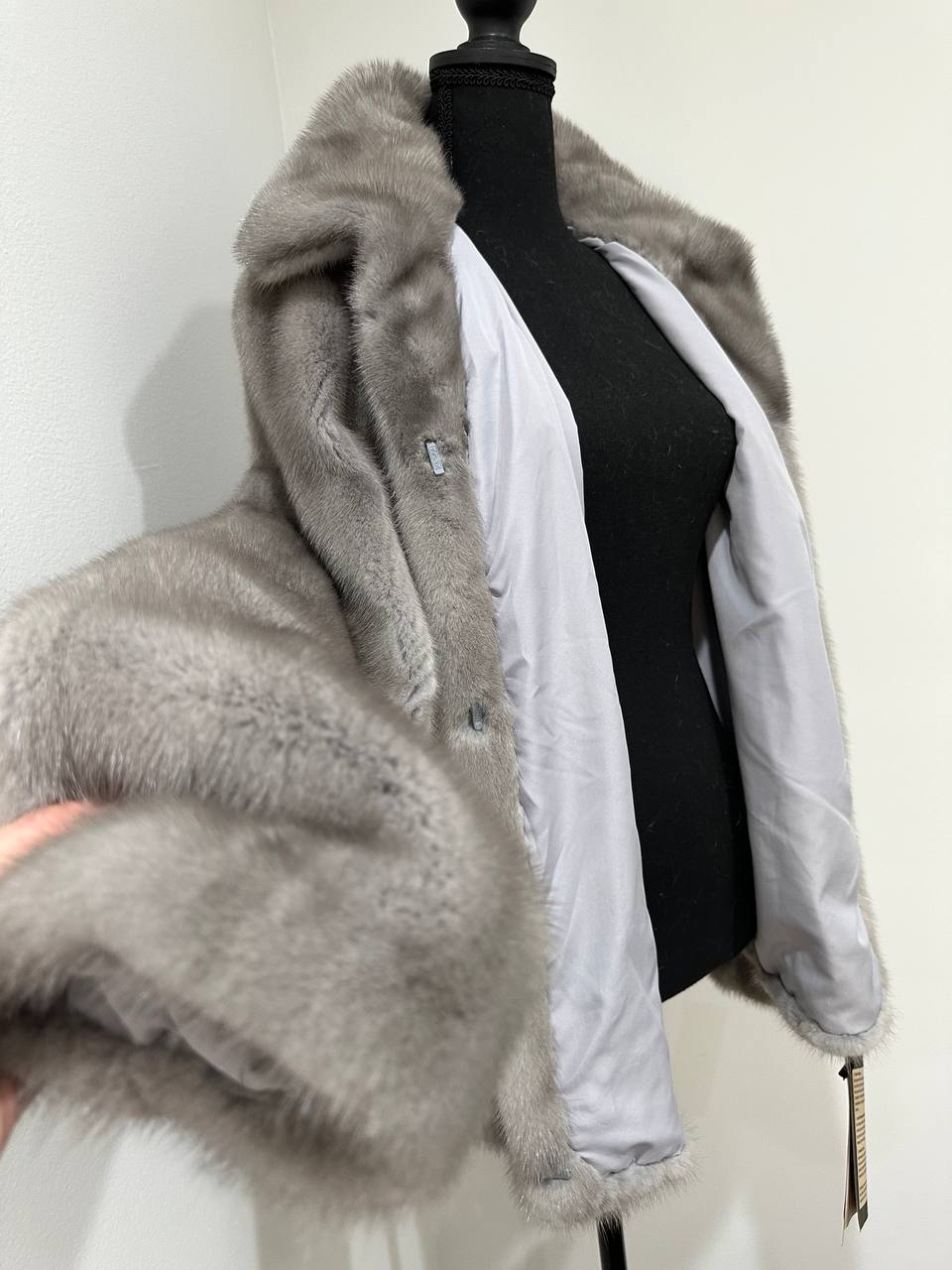 WOMEN New MINK FUR SHORT coat JACKET size M REAL FULL SKIN 1201120 GREY