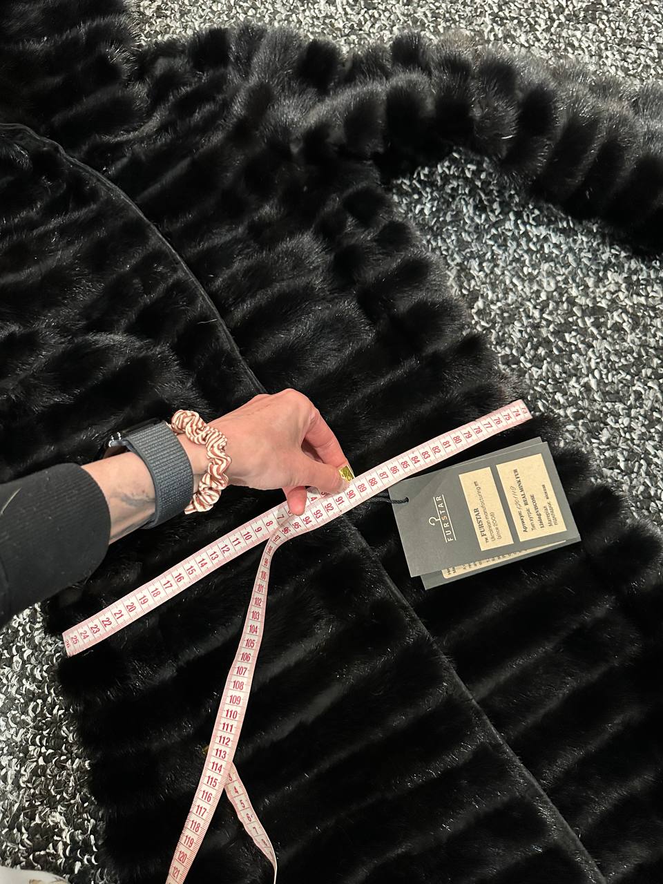 NEW REAL MINK FUR coat size 2XS 1201119 HORIZONTAL long sleeve jacket BLACK women