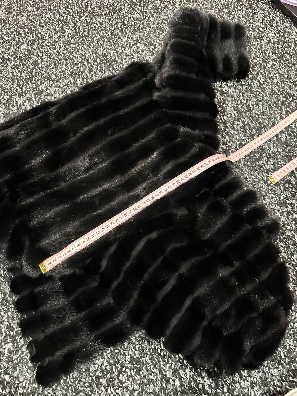 NEW REAL MINK FUR coat size 2XS 1201119 HORIZONTAL long sleeve jacket BLACK women