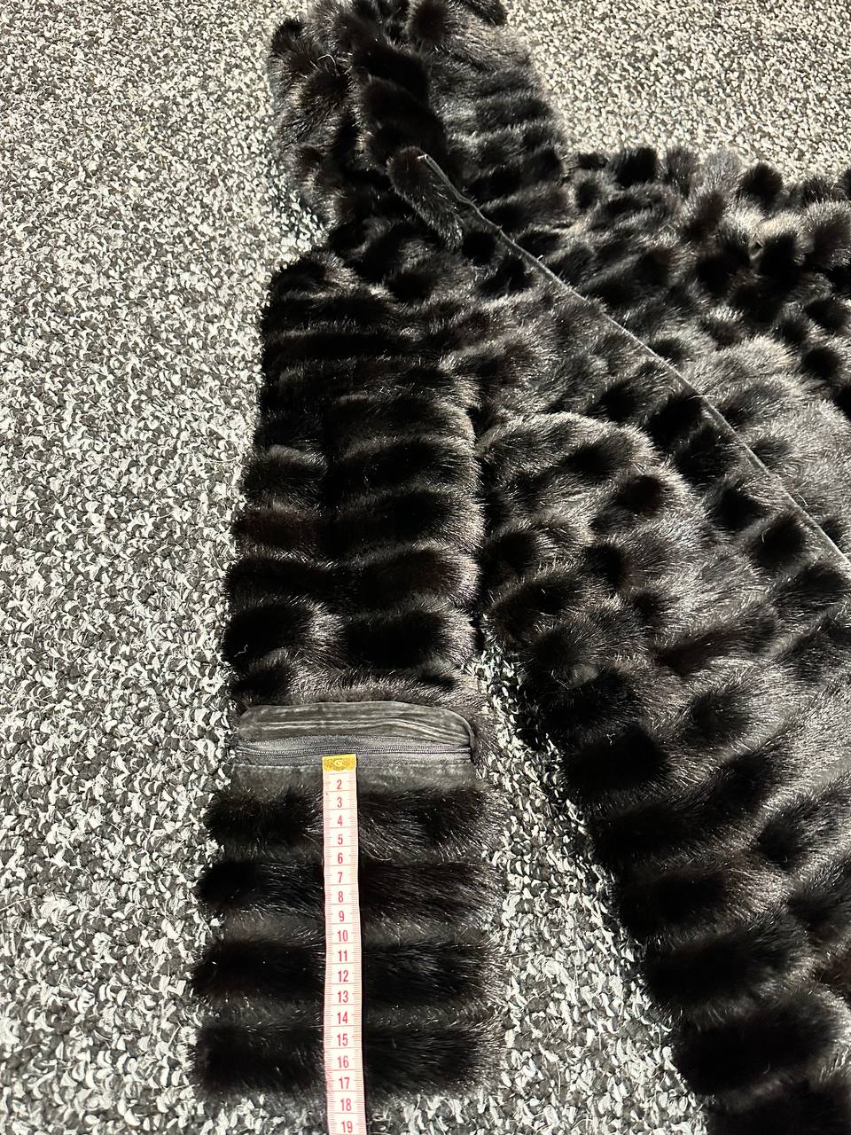 NEW REAL MINK FUR coat size 2XS 1201119 HORIZONTAL long sleeve jacket BLACK women