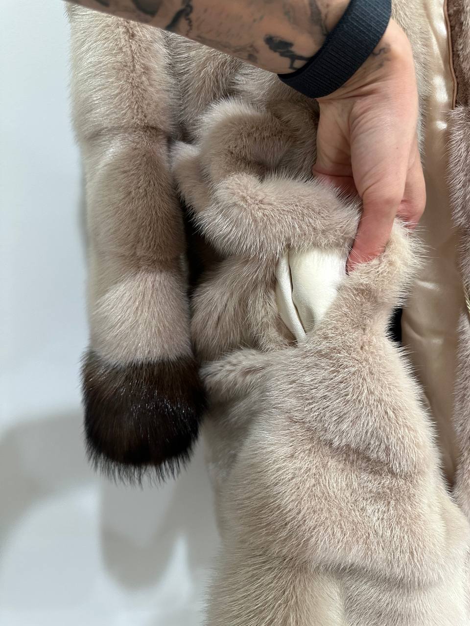 Luxurious Real Genuine Mink & Sable Fur Coat Golden Mocha horizontal 1201146 S