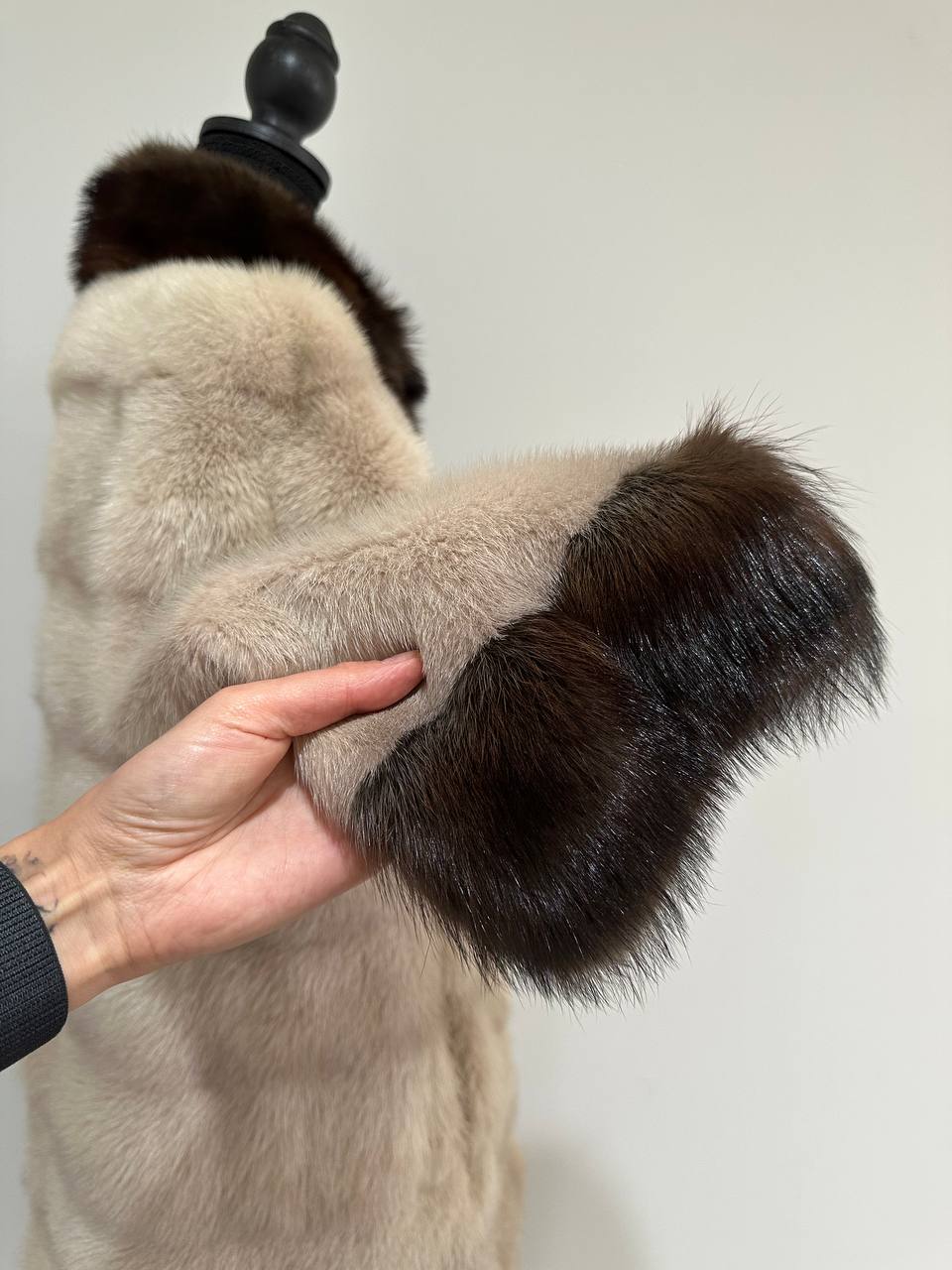 Luxurious Real Genuine Mink & Sable Fur Coat Golden Mocha horizontal 1201146 S