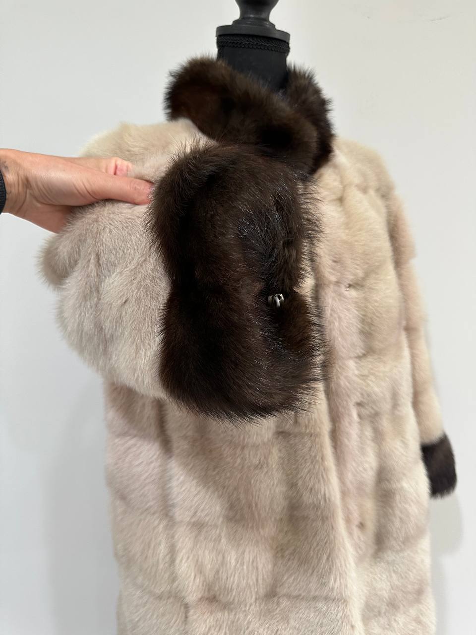 Luxurious Real Genuine Mink & Sable Fur Coat Golden Mocha horizontal 1201146 S