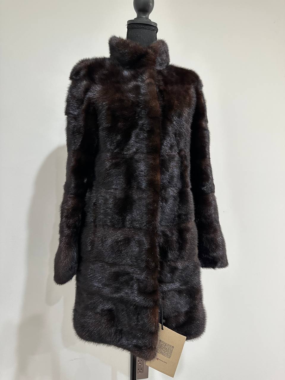 New Luxury Real Mink Fur Coat XS size Velvet Chestnut 1201147