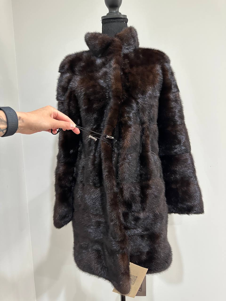 New Luxury Real Mink Fur Coat XS size Velvet Chestnut 1201147