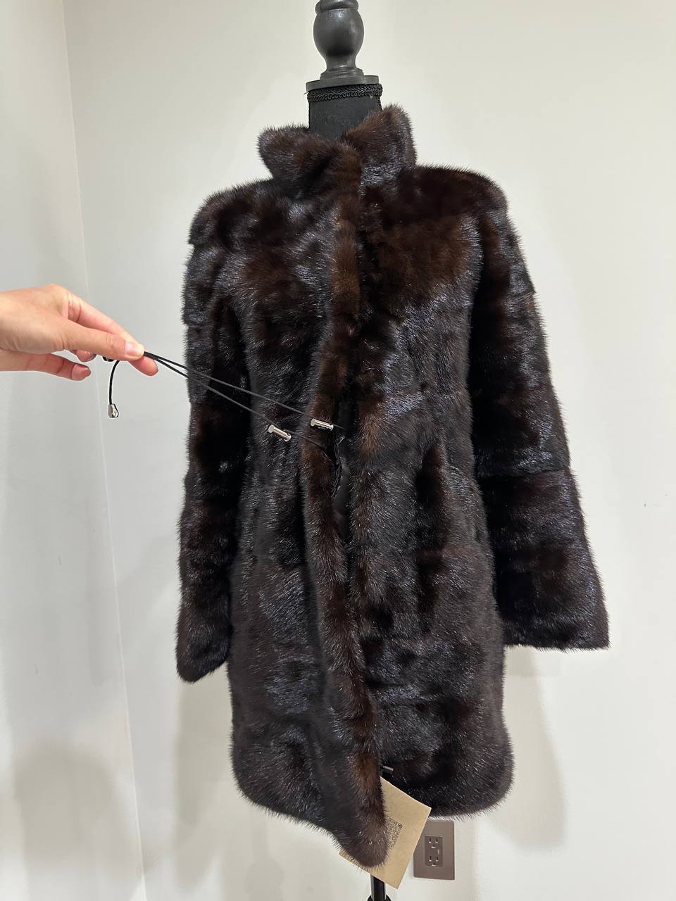 New Luxury Real Mink Fur Coat XS size Velvet Chestnut 1201147