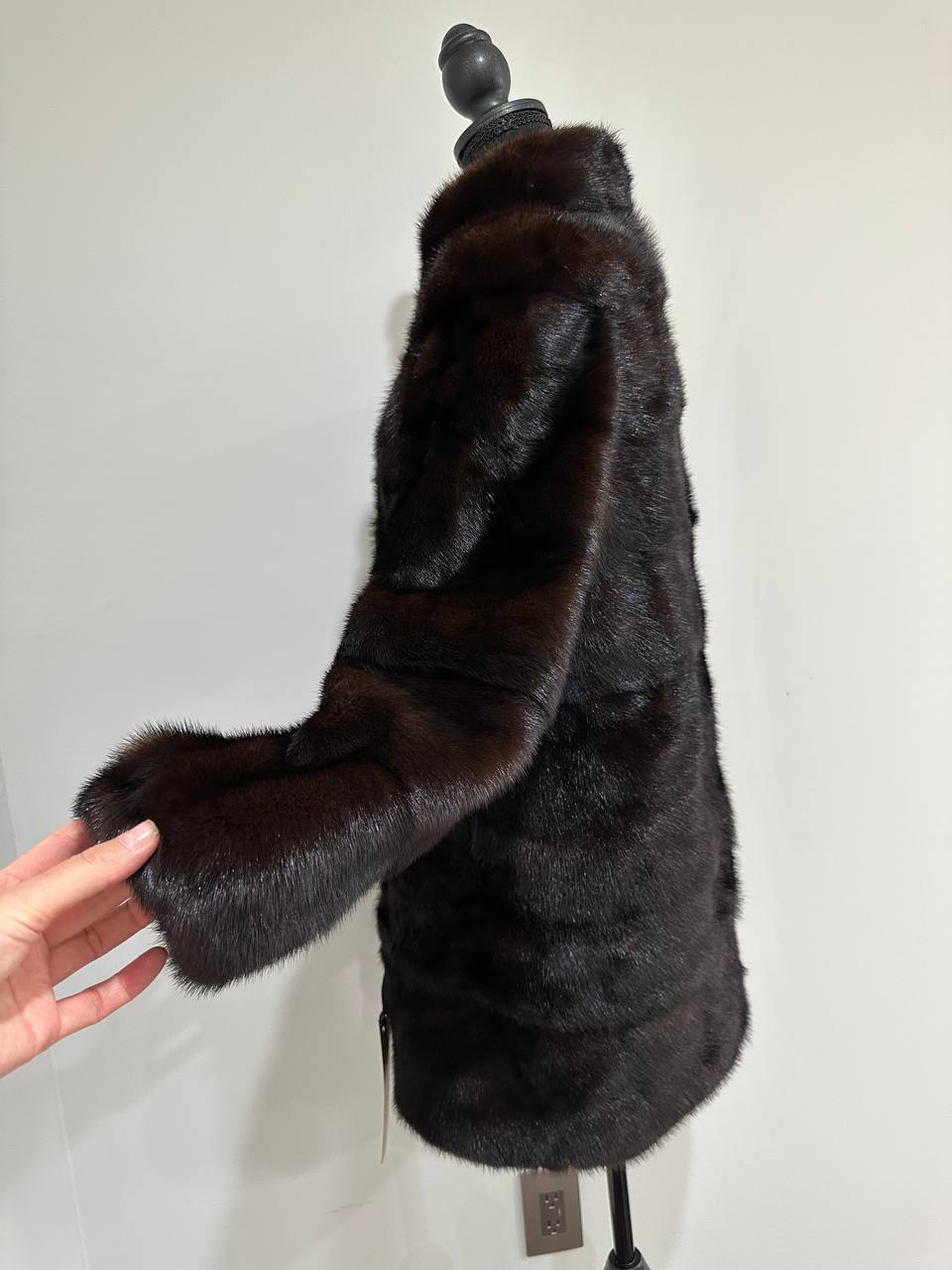 New Luxury Real Mink Fur Coat XS size Velvet Chestnut 1201147