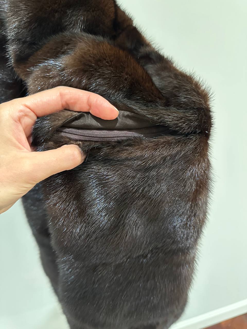 New Luxury Real Mink Fur Coat XS size Velvet Chestnut 1201147
