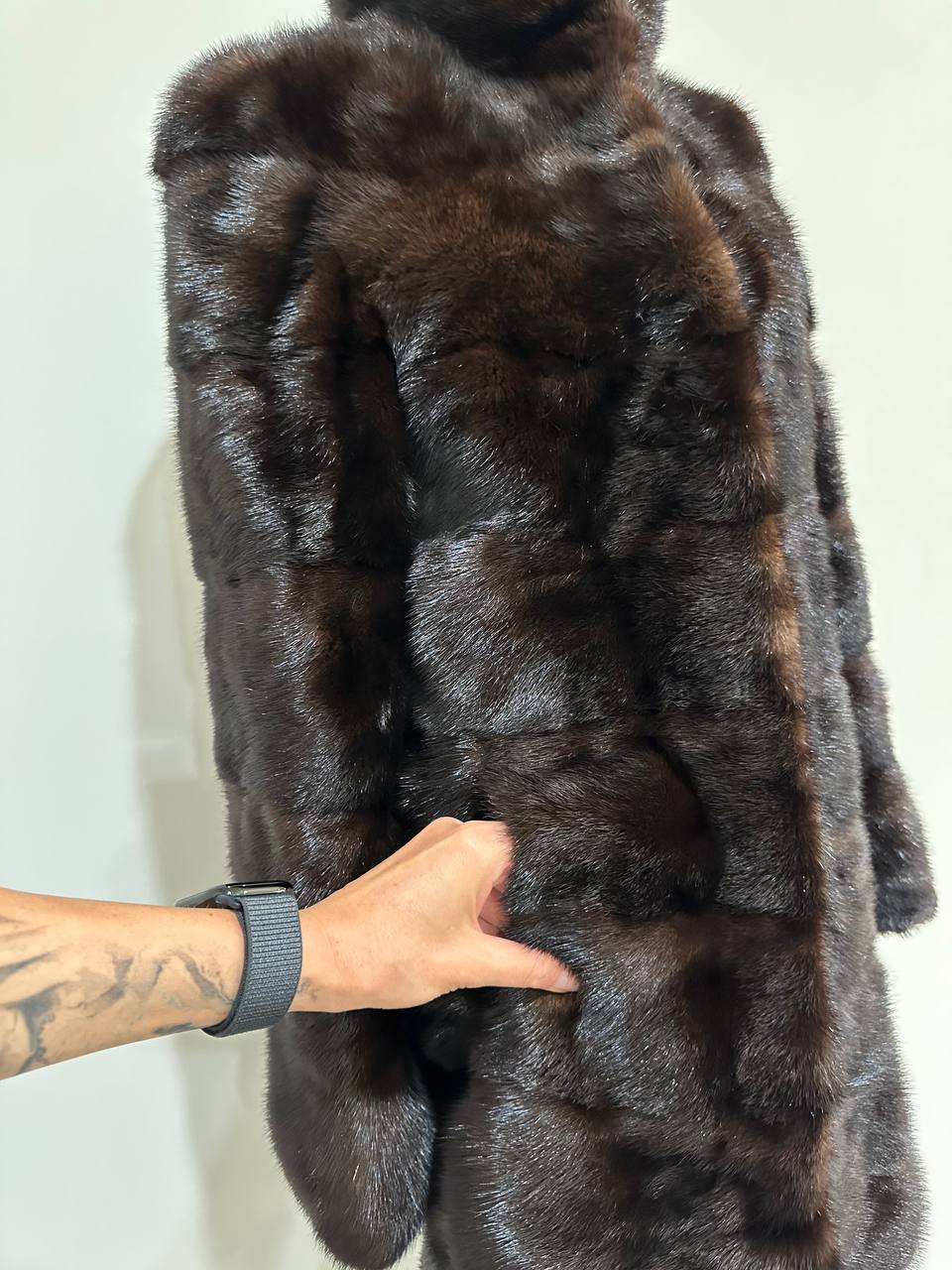 New Luxury Real Mink Fur Coat XS size Velvet Chestnut 1201147