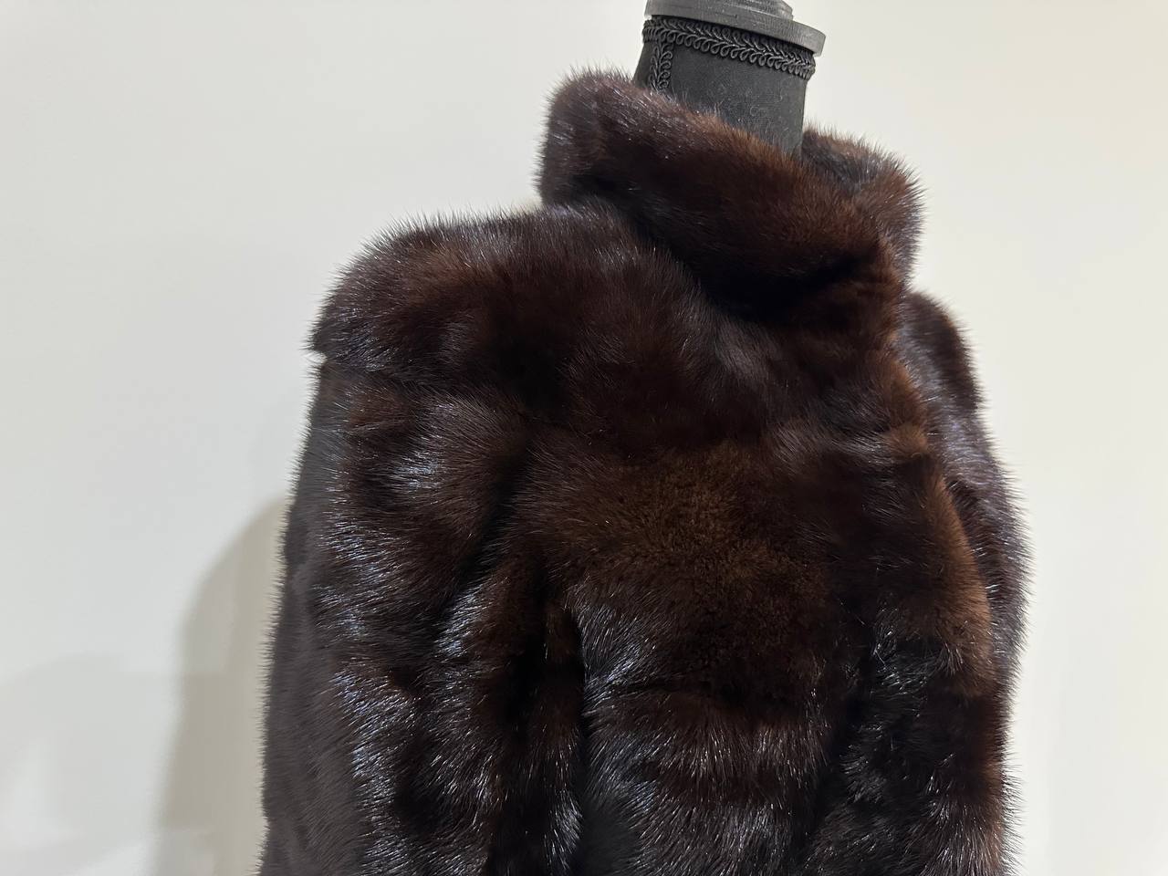 New Luxury Real Mink Fur Coat XS size Velvet Chestnut 1201147