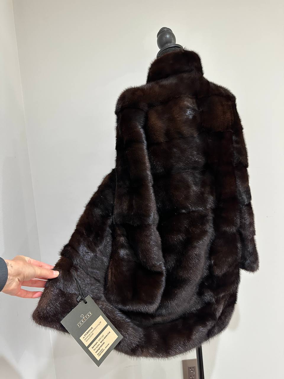 New Luxury Real Mink Fur Coat XS size Velvet Chestnut 1201147