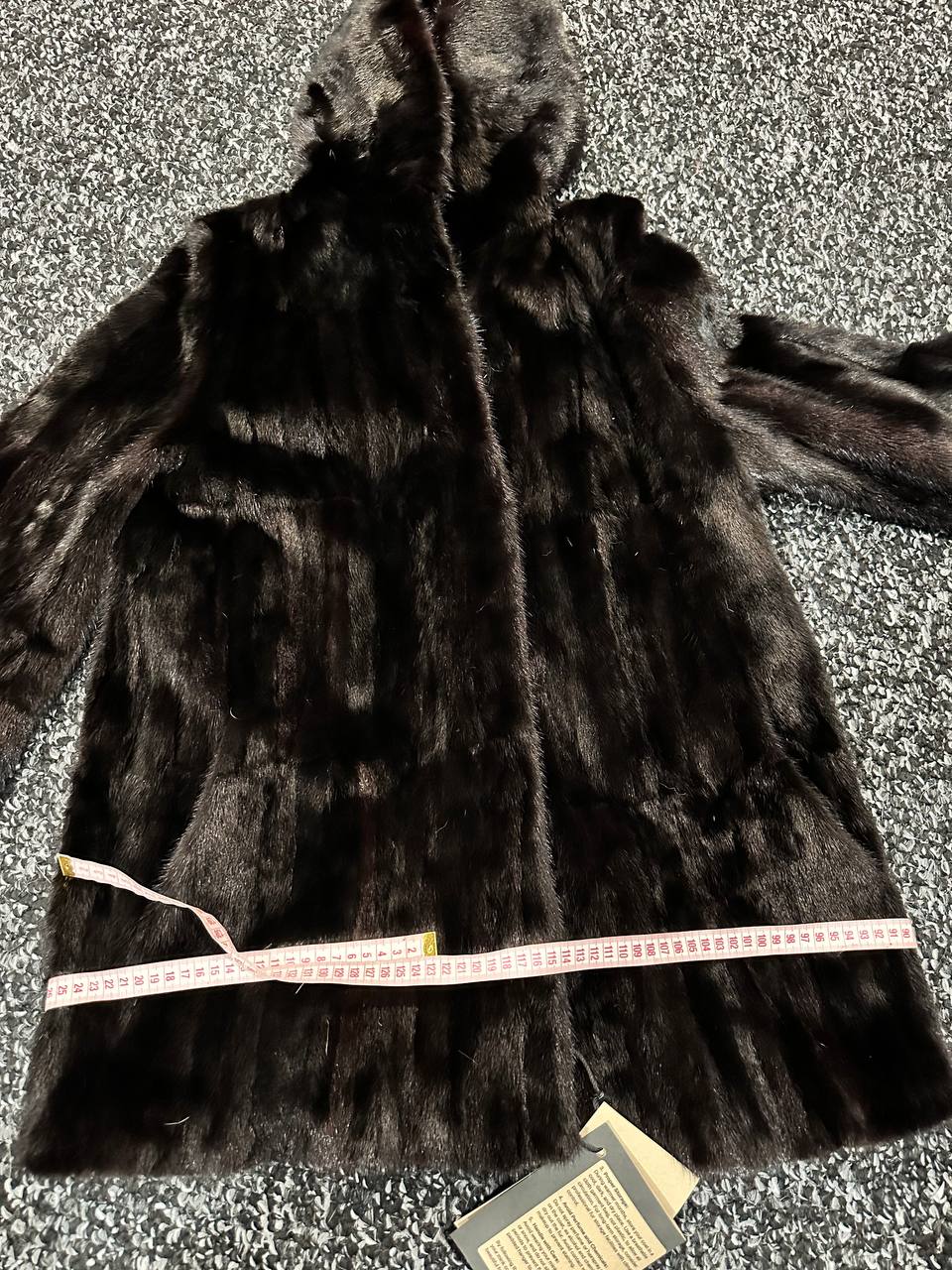 Luxury Womens Real MINK FUR 1201126 size M BLACK Coat Hooded Jacket