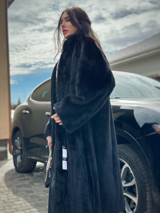 genuine real mink fur coat jacket 1109925 size XL new dark brown color NEW