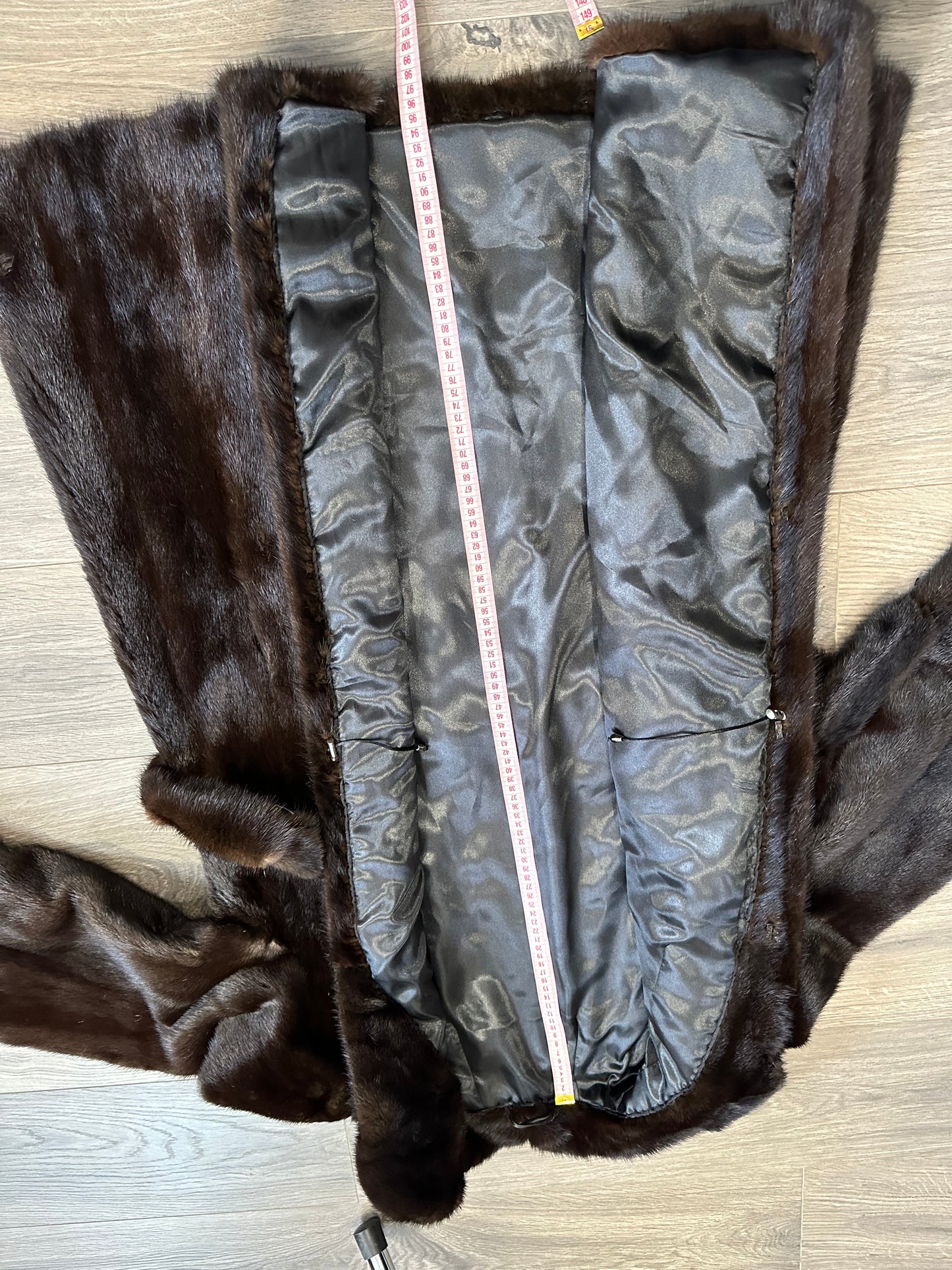 Mink Fur Coat Women Real Genuine dark brown size M NEW 1109926 FURSTAR BELTED