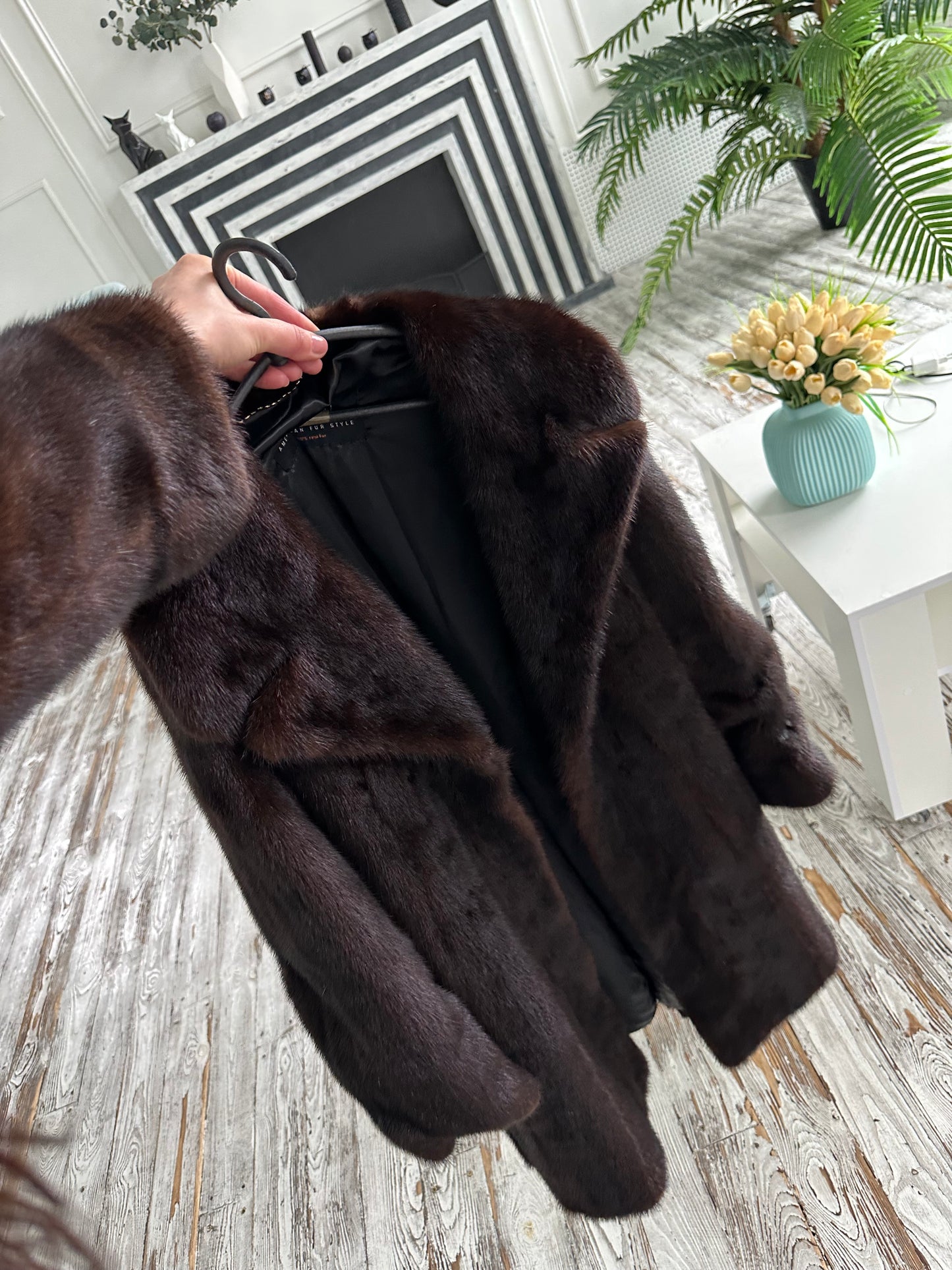 Women Real GENUINE Mink Fur coat belted brown chocolate size S NEW 1109935 FURSTAR