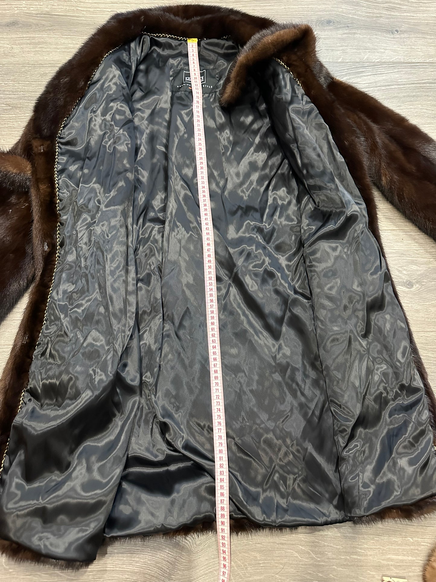 Women Real GENUINE Mink Fur coat belted brown chocolate size S NEW 1109935 FURSTAR