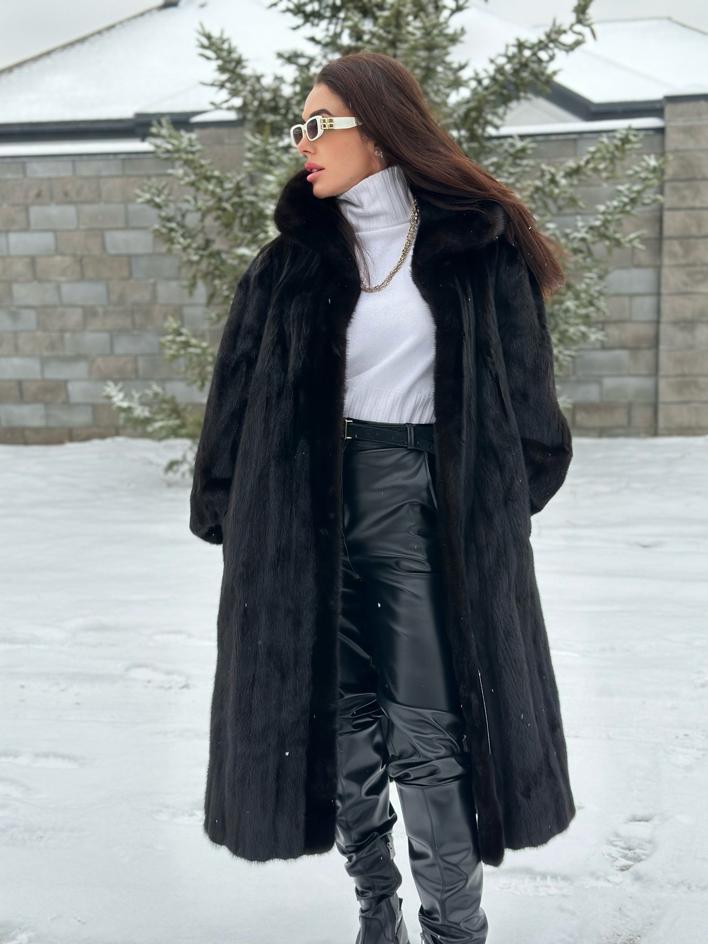 New 100% genuine real Mink Fur coat full length 1109831 size XL BLACK color