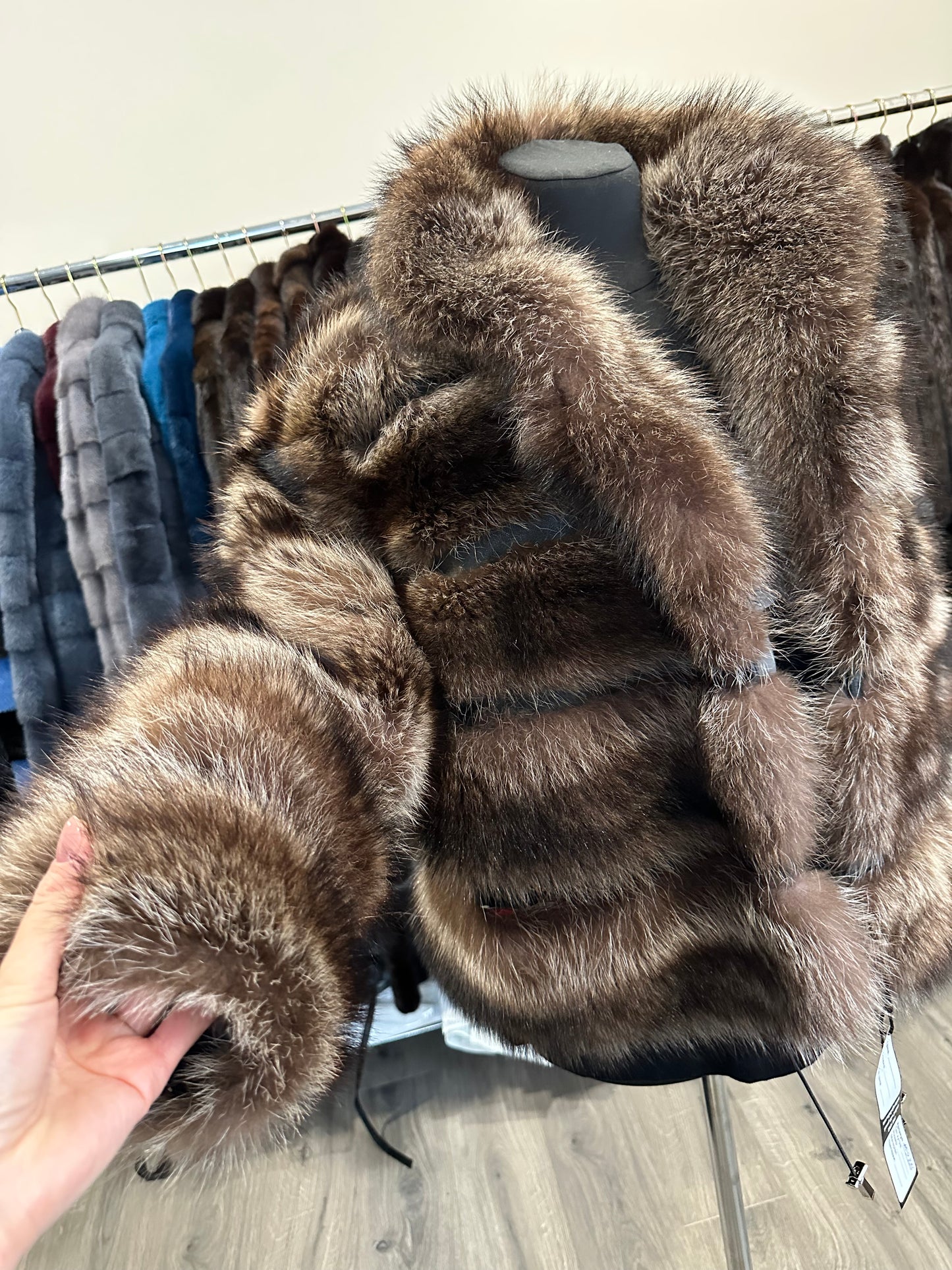 Beautiful Real Red RACCOON Fur SHORT Coat Sz XL 1109825 HORIZONTAL STYLE