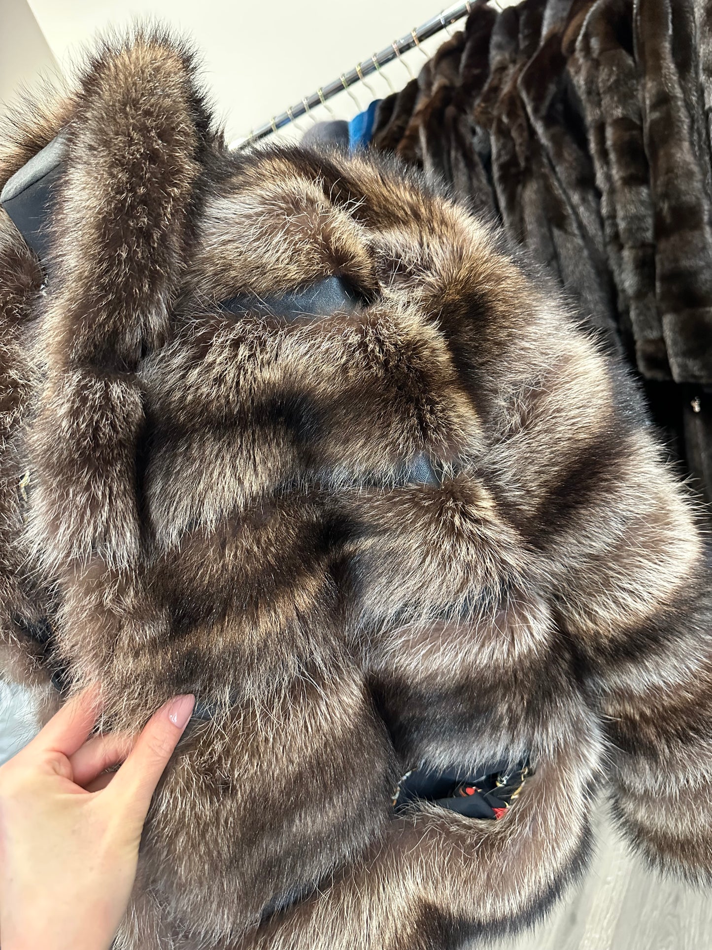 Beautiful Real Red RACCOON Fur SHORT Coat Sz XL 1109825 HORIZONTAL STYLE