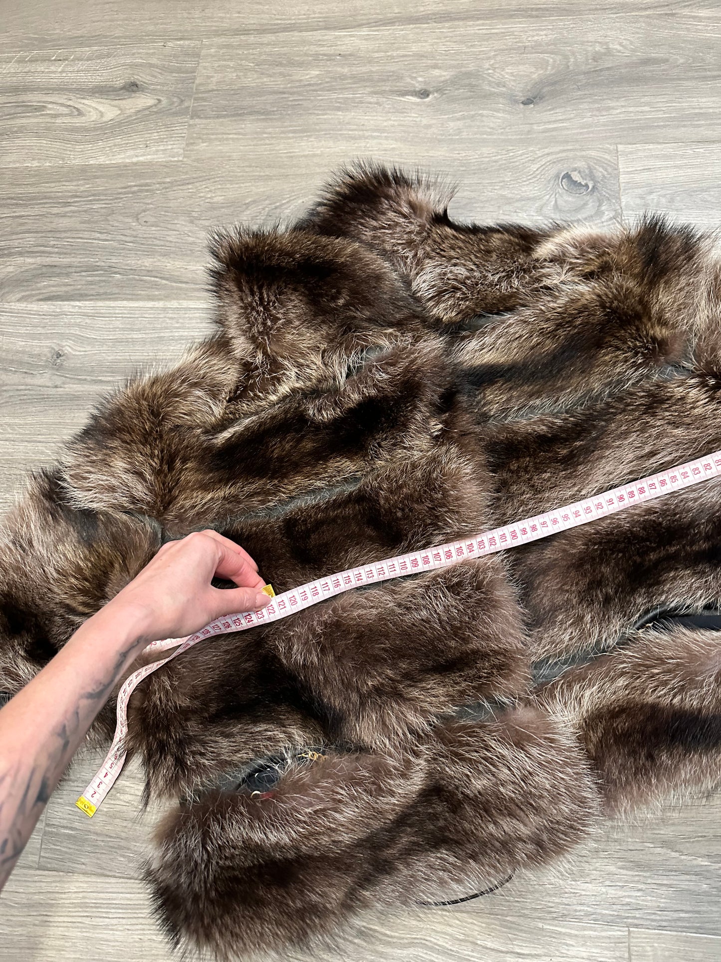 Beautiful Real Red RACCOON Fur SHORT Coat Sz XL 1109825 HORIZONTAL STYLE