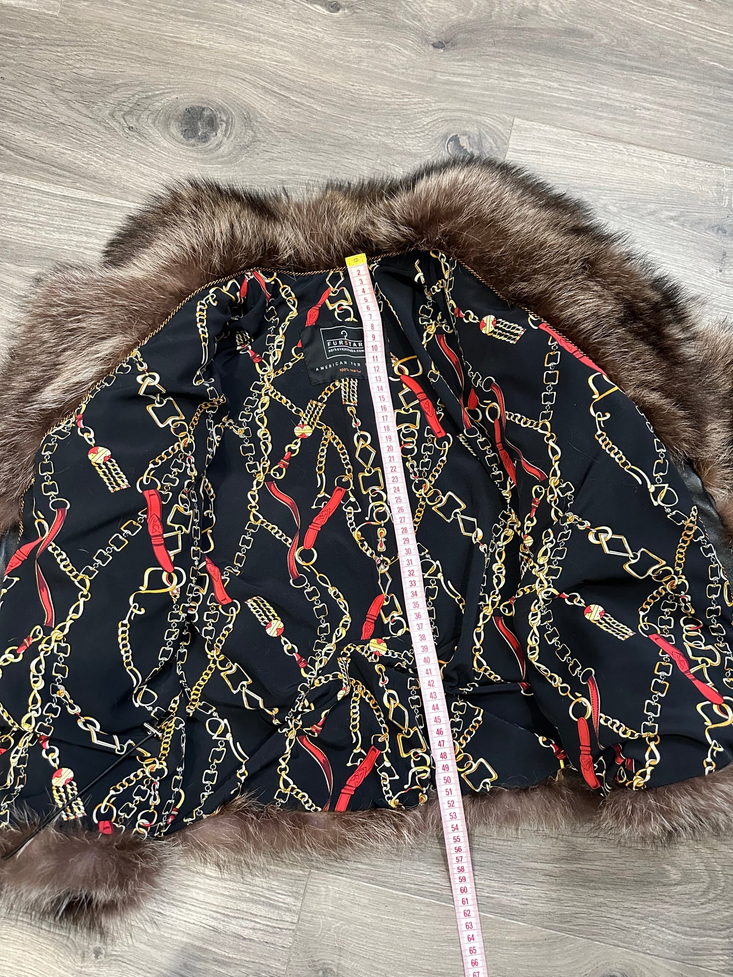 Beautiful Real Red RACCOON Fur SHORT Coat Sz XL 1109825 HORIZONTAL STYLE