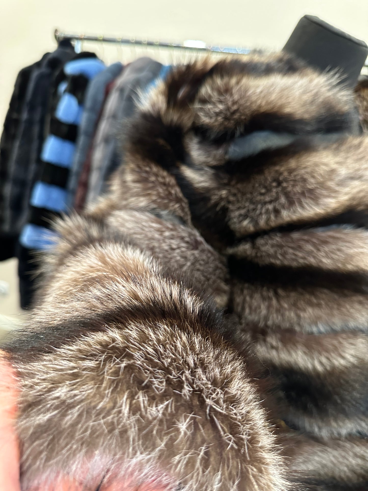 New Real raccoon Fur SHORT BOMBER Coat Size XL 1109833 HORIZONTAL STYLE
