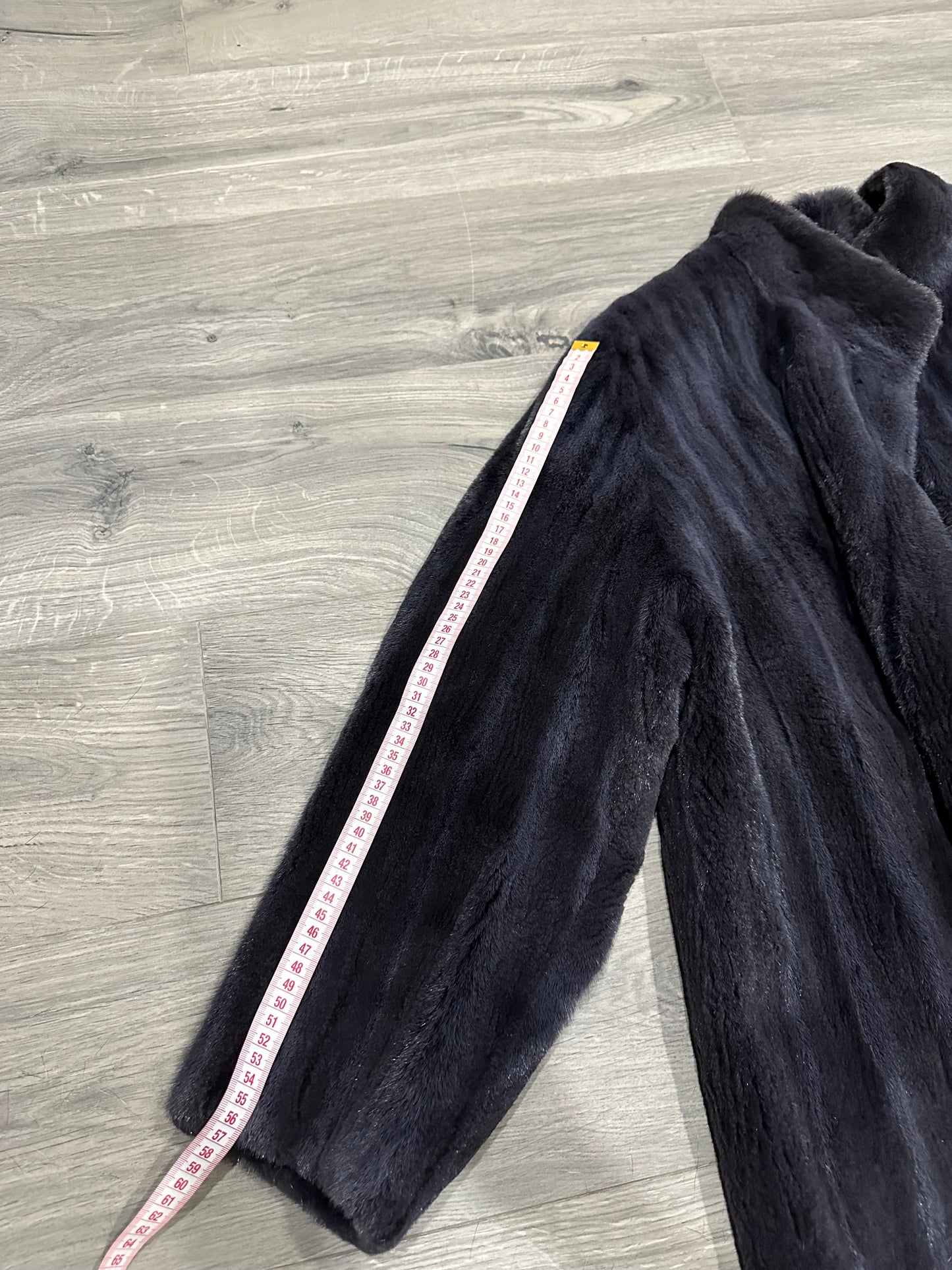 Real Luxury Sheared Mink Fur Coat Dark Graphite Color Full Length XL 1109847