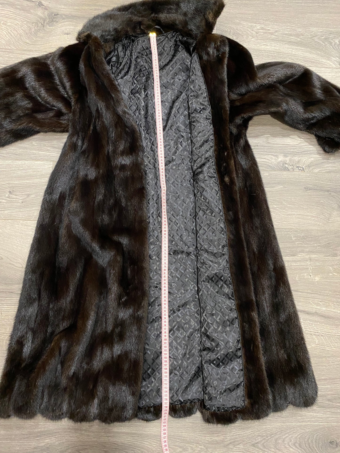 genuine real mink fur coat jacket 1109815 size L new dark brown color
