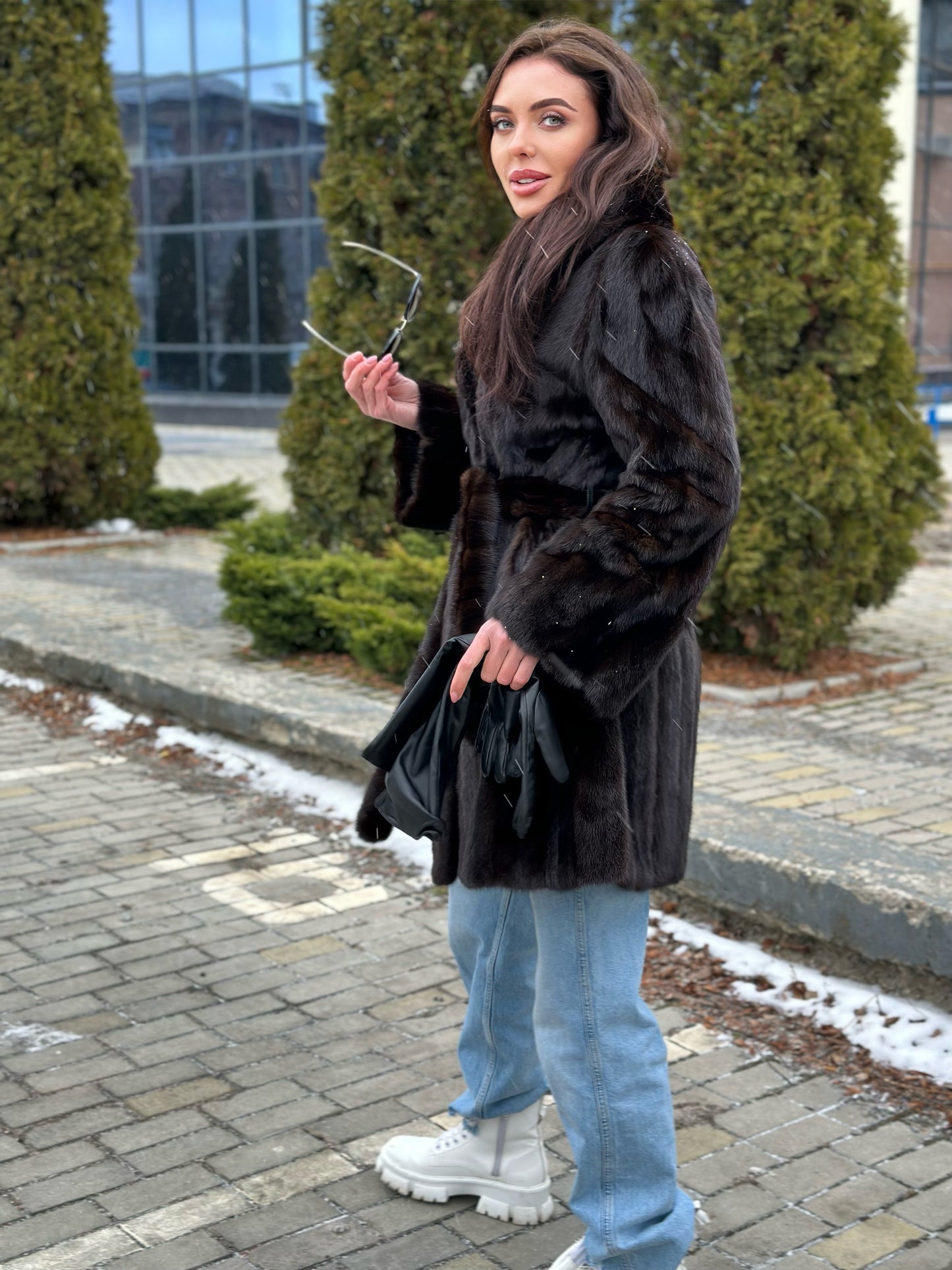 REAL 100% Genuine Mink FUR coat DEEP brown color size M NEW 1109891 WOMEN