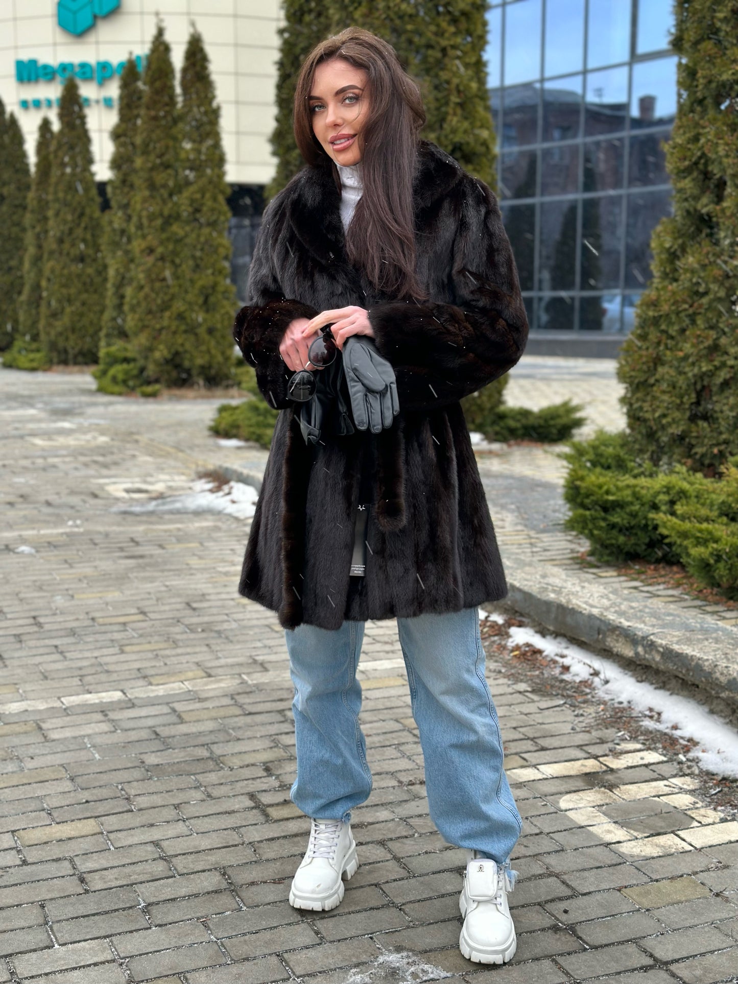 REAL 100% Genuine Mink FUR coat DEEP brown color size M NEW 1109891 WOMEN
