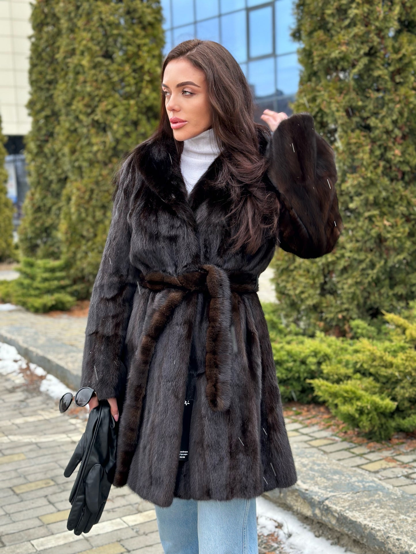 REAL 100% Genuine Mink FUR coat DEEP brown color size M NEW 1109891 WOMEN