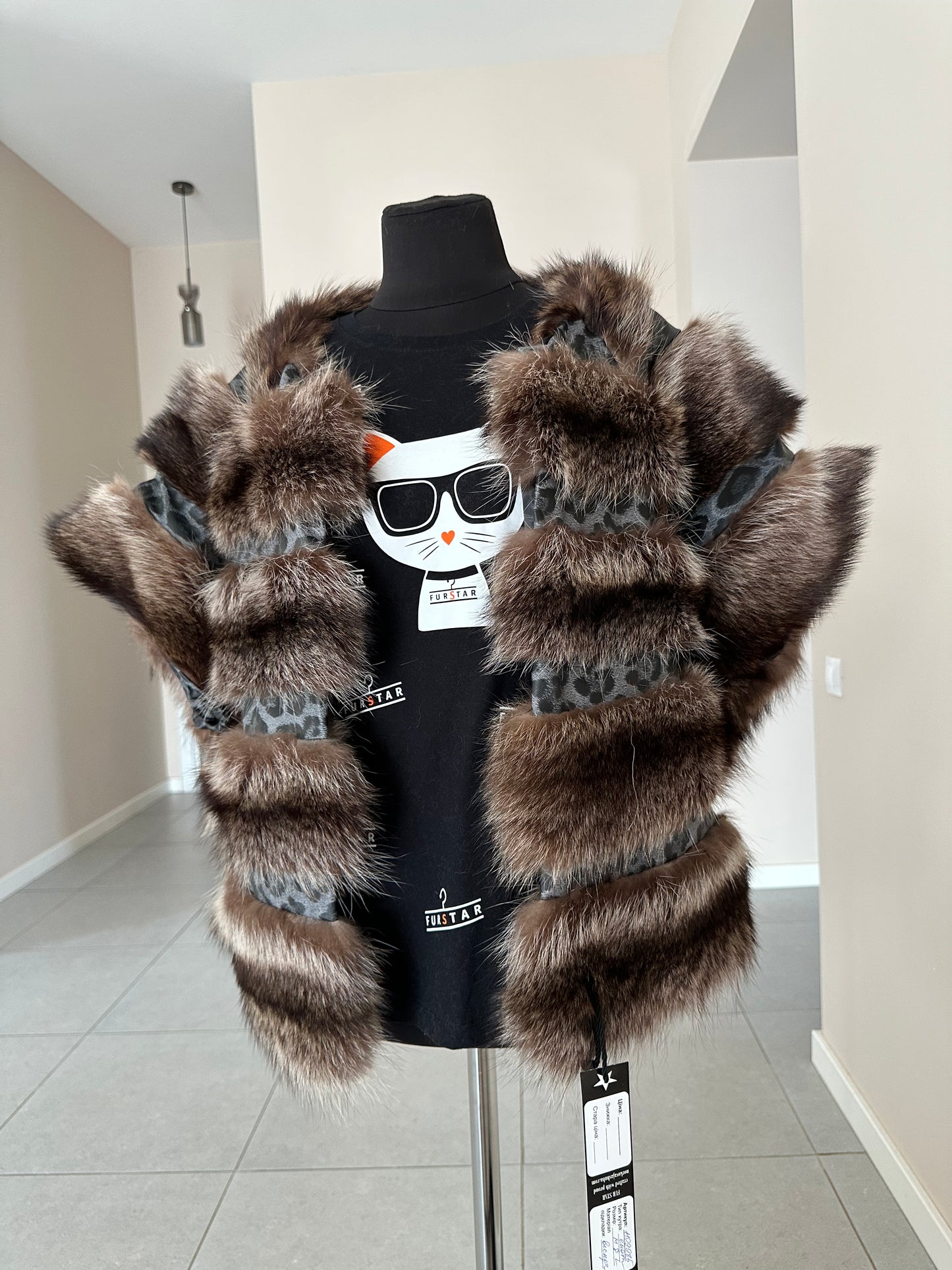 Women's Brand New Real natural raccoon fur VEST waist Coat Sleeves Less 1109985