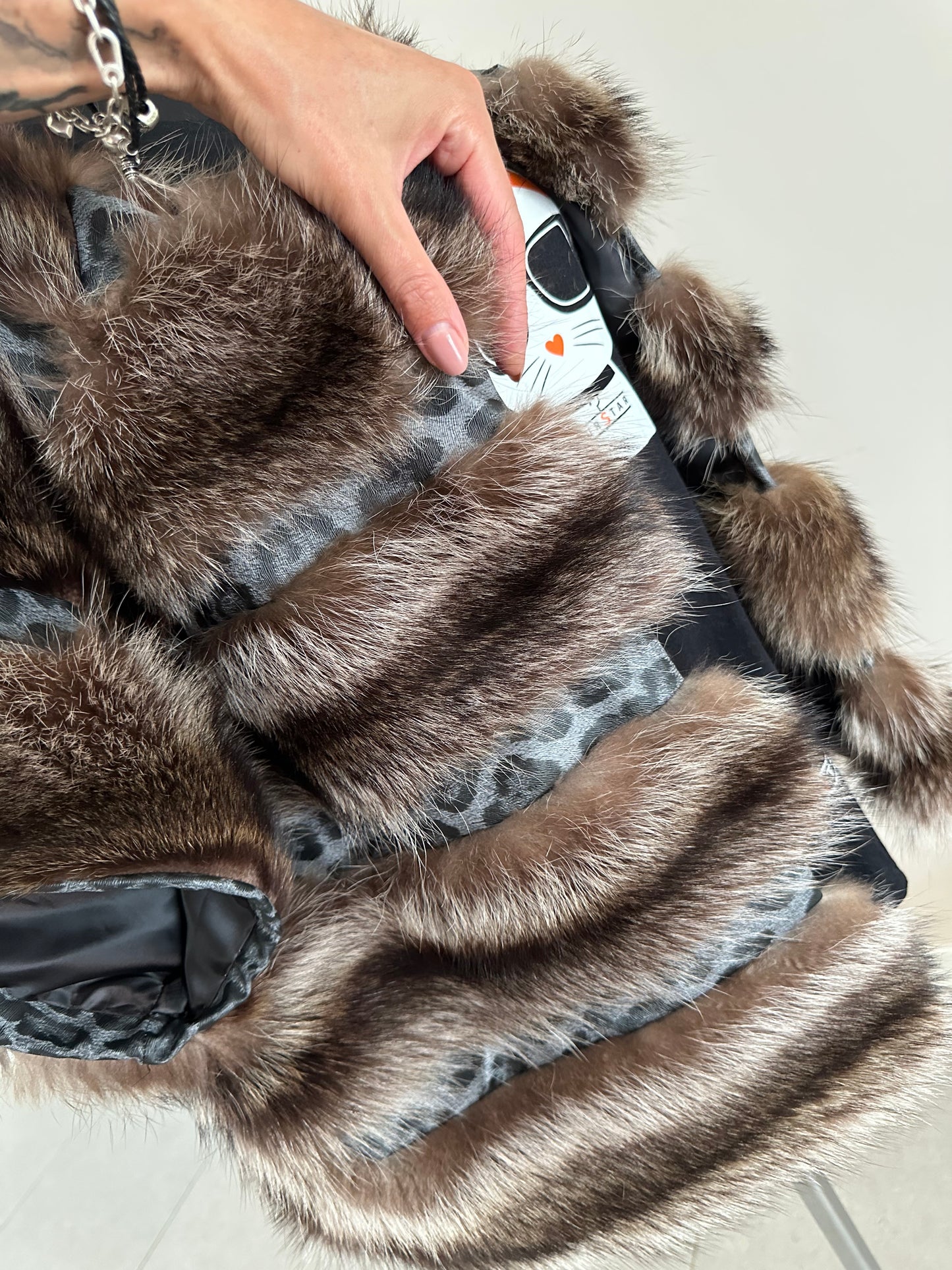 Women's Brand New Real natural raccoon fur VEST waist Coat Sleeves Less 1109985