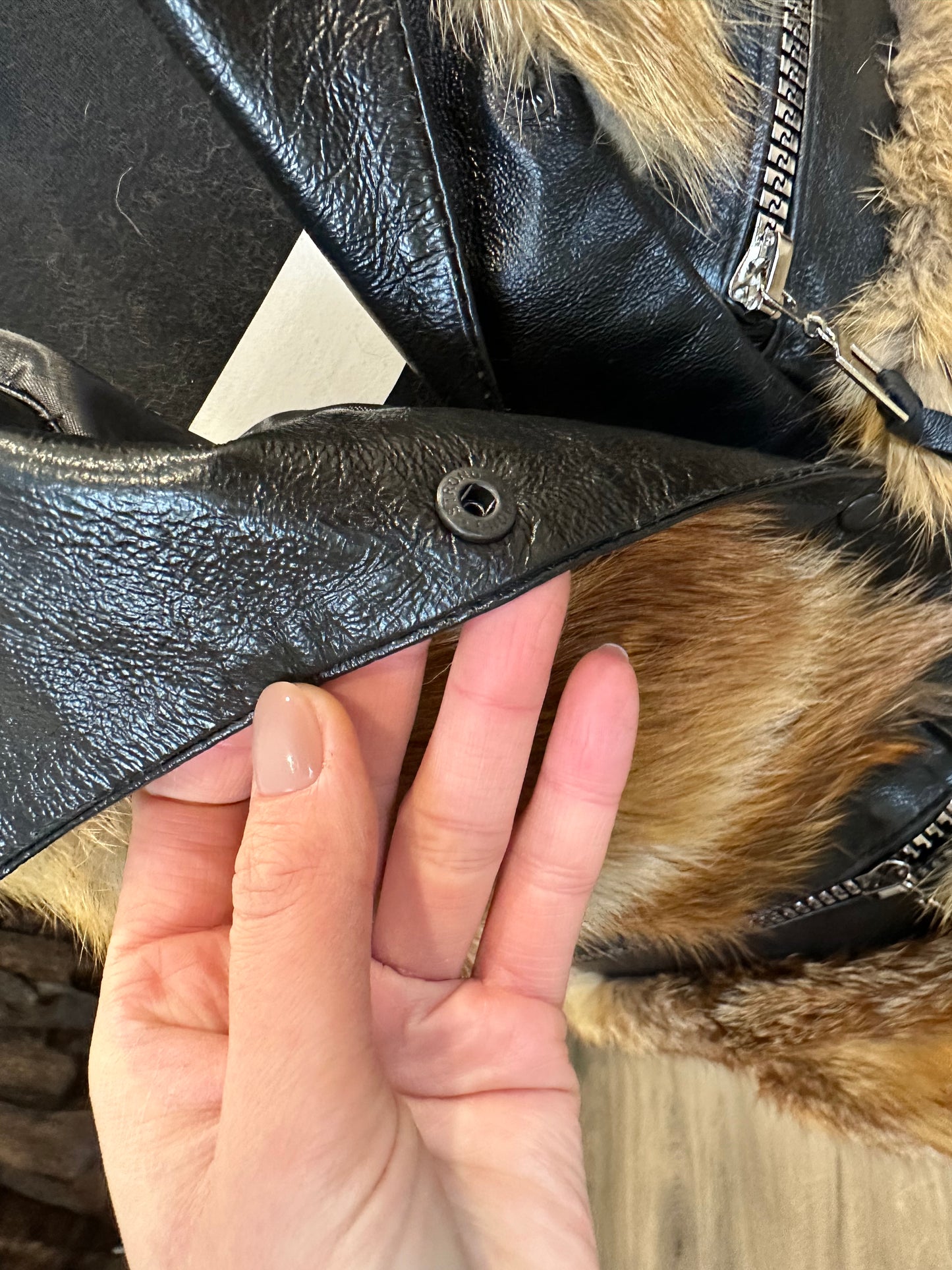 REAL genuine FOX fur women vest L SIZE LEATHER 1109903 WITHOUT SLEEVES