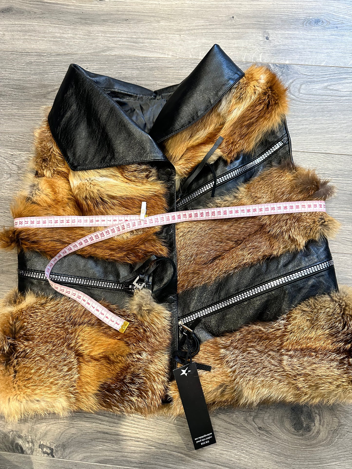 REAL genuine FOX fur women vest L SIZE LEATHER 1109903 WITHOUT SLEEVES