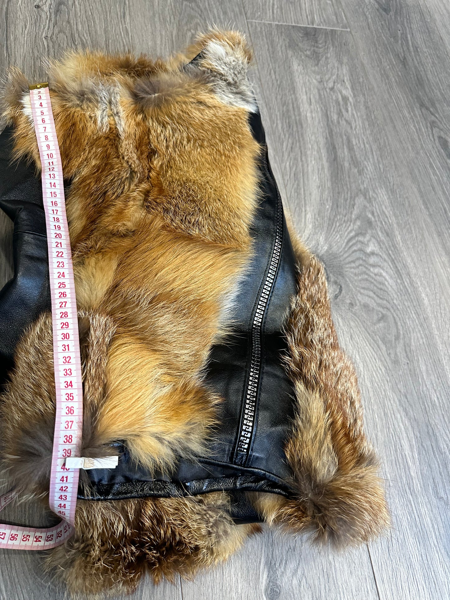 REAL genuine FOX fur women vest L SIZE LEATHER 1109903 WITHOUT SLEEVES