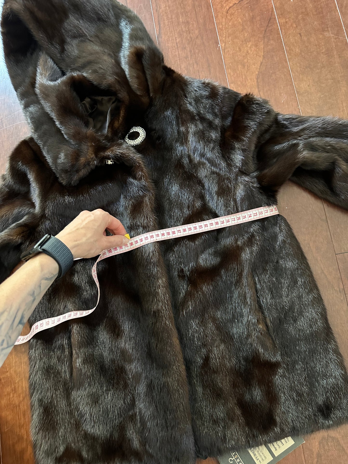 Real 100% MINK FUR 1201072 size S brown HOODED BOMBER Coat Jacket