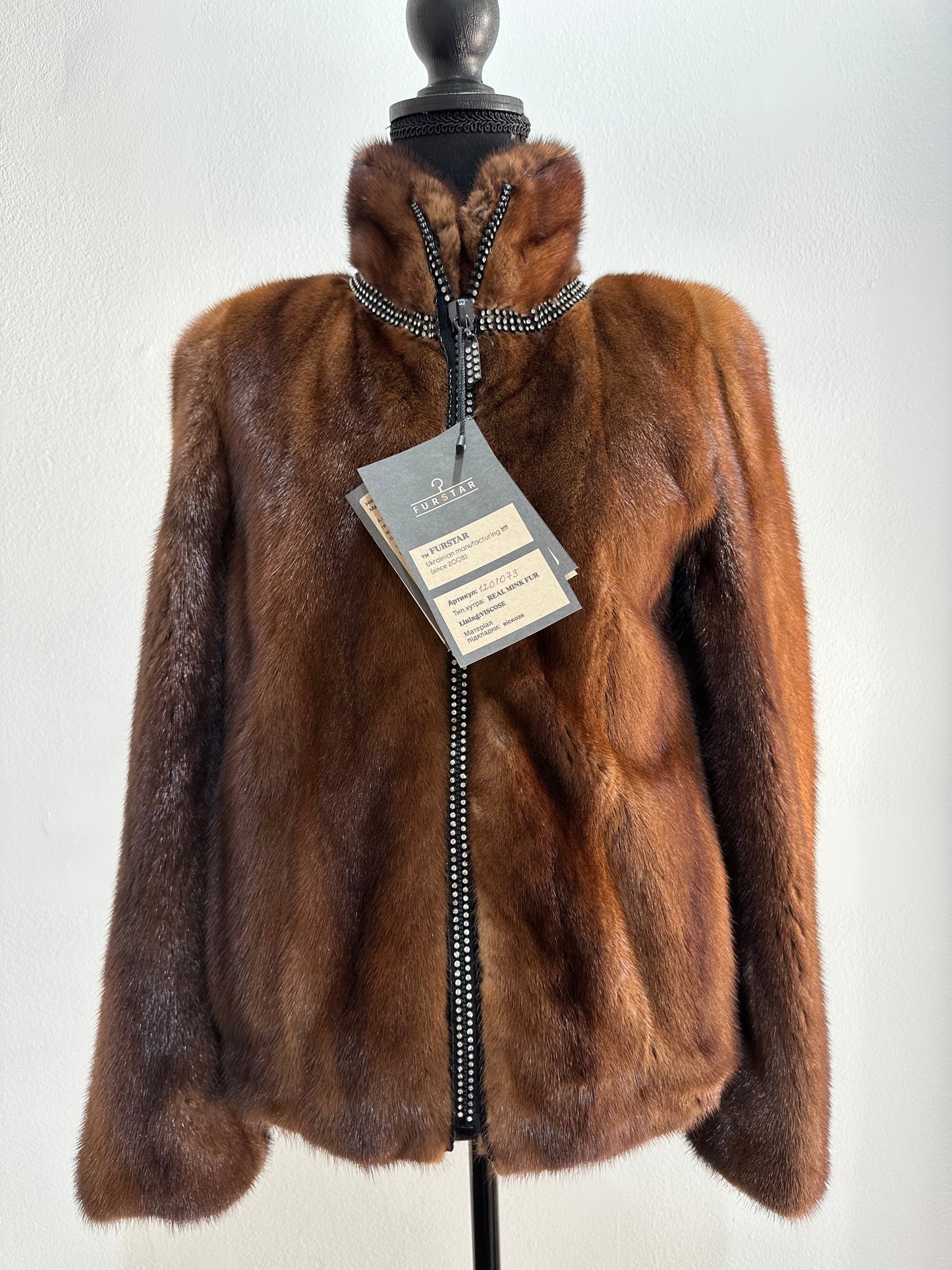 New mink SHORT coat JACKET size XXS REAL FULL SKIN FUR mink 1201073 Honey