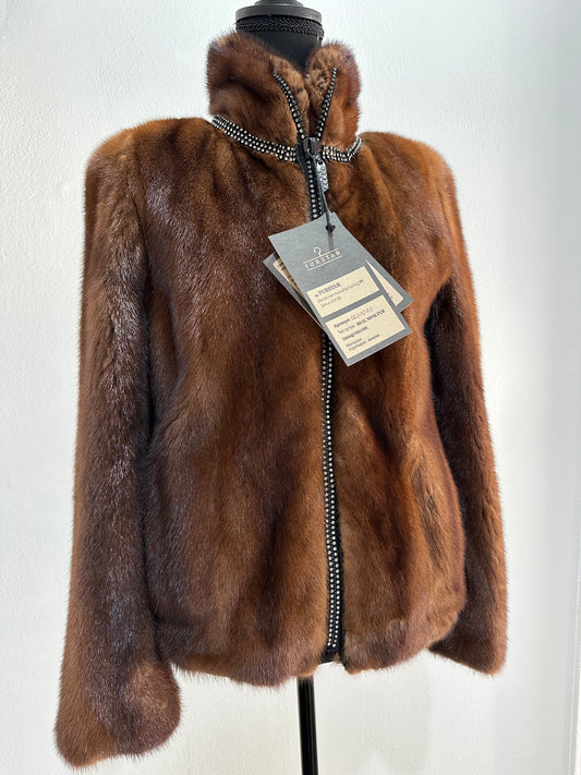 New mink SHORT coat JACKET size XXS REAL FULL SKIN FUR mink 1201073 Honey