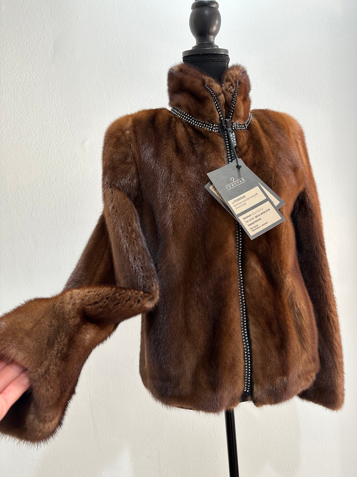 New mink SHORT coat JACKET size XXS REAL FULL SKIN FUR mink 1201073 Honey