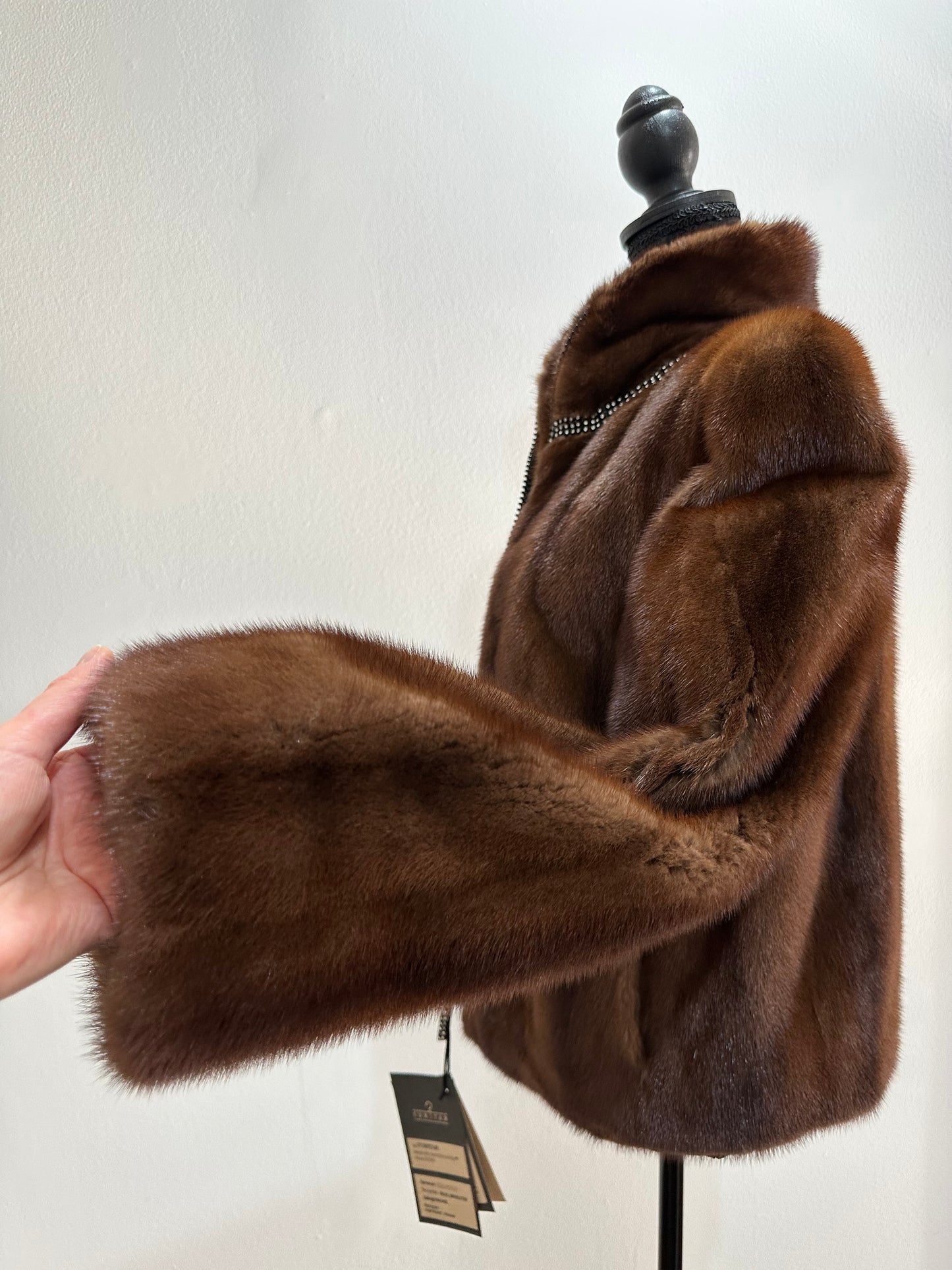 New mink SHORT coat JACKET size XXS REAL FULL SKIN FUR mink 1201073 Honey