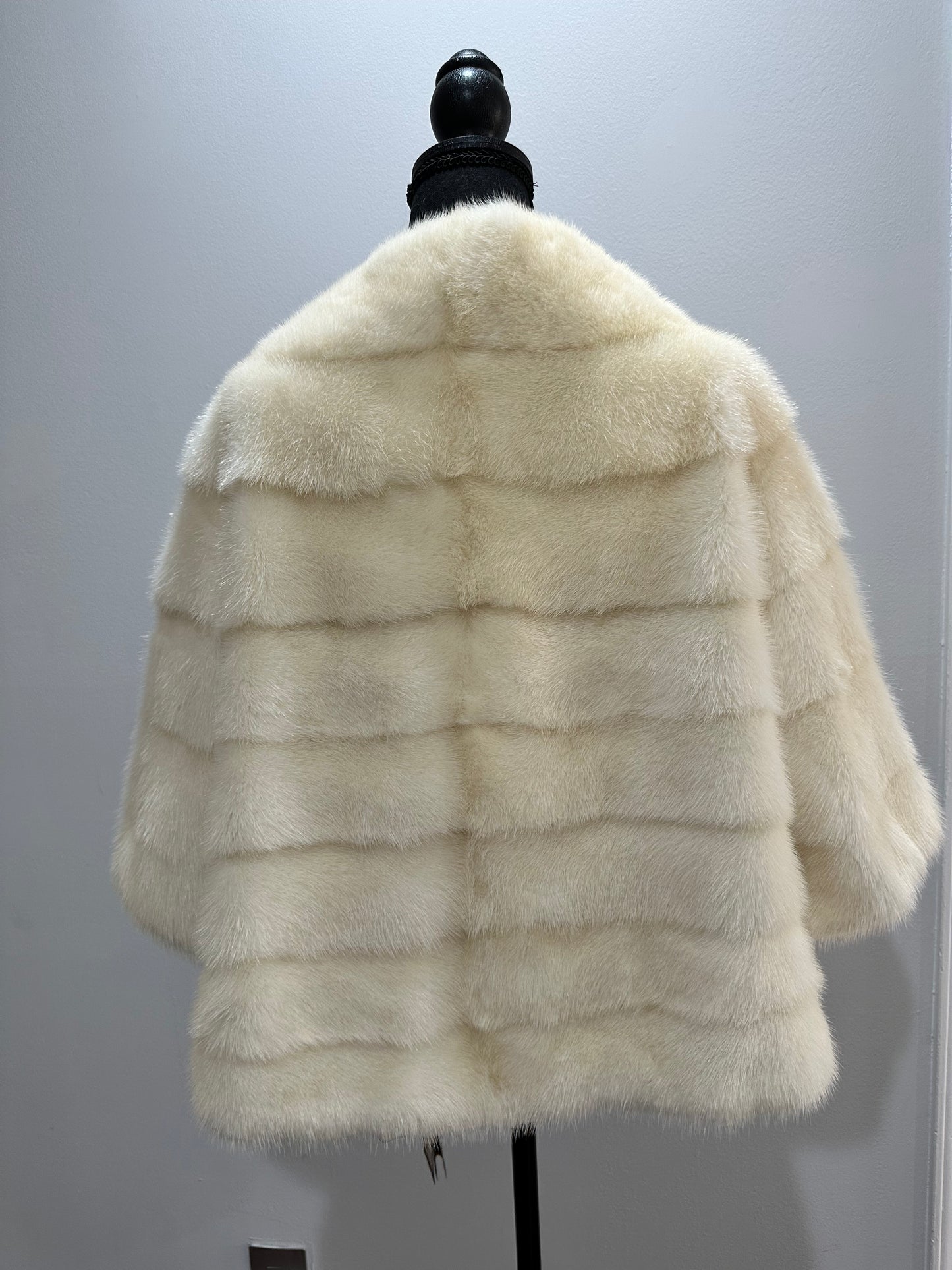 BOMBER MINK REAL FUR WEDDING coat Jacket CREAM color size M women 1201084