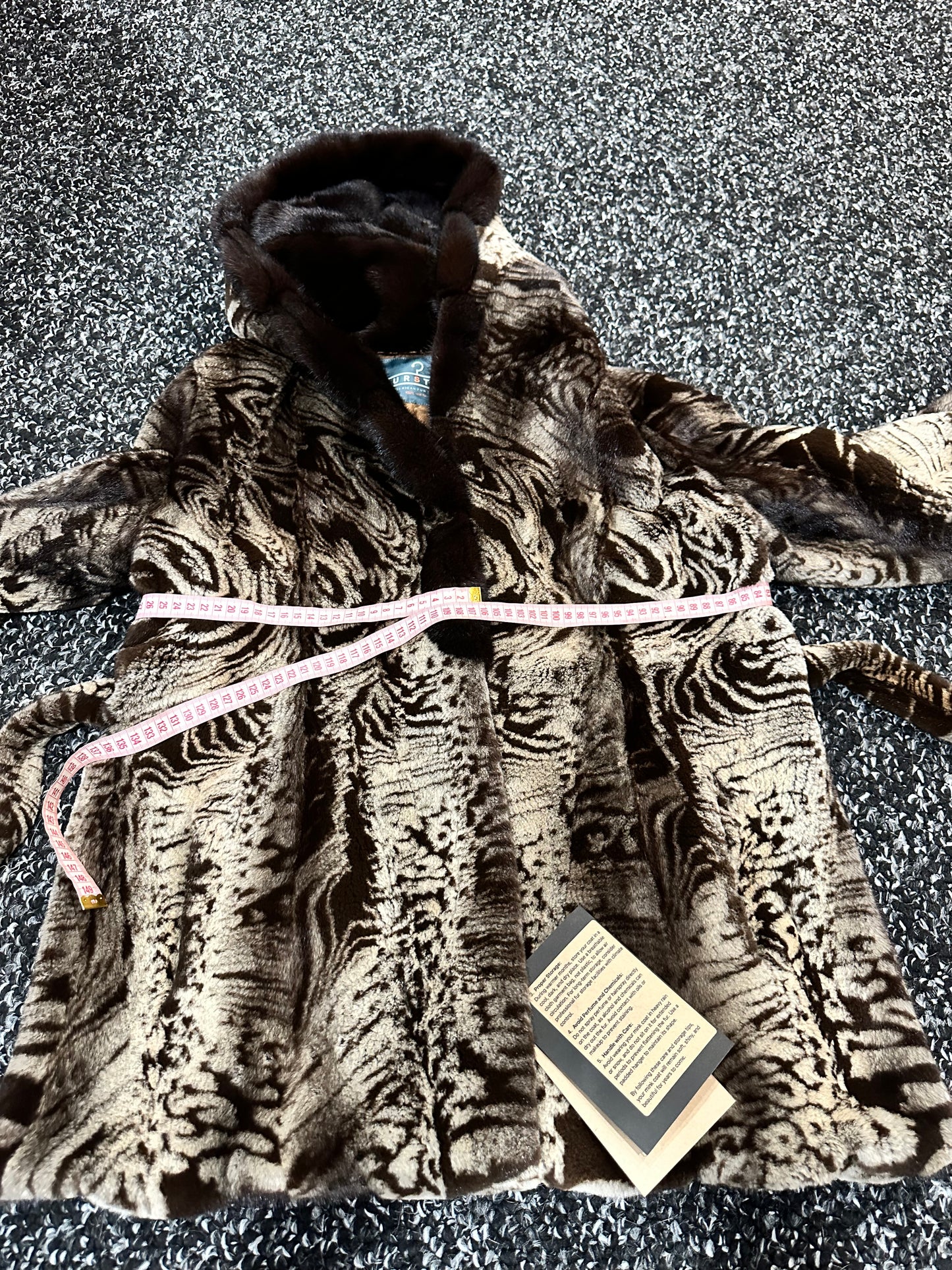 New women Real Natural Luxurious Sheared Mink Fur Coat with Hood 1201087 size M belt