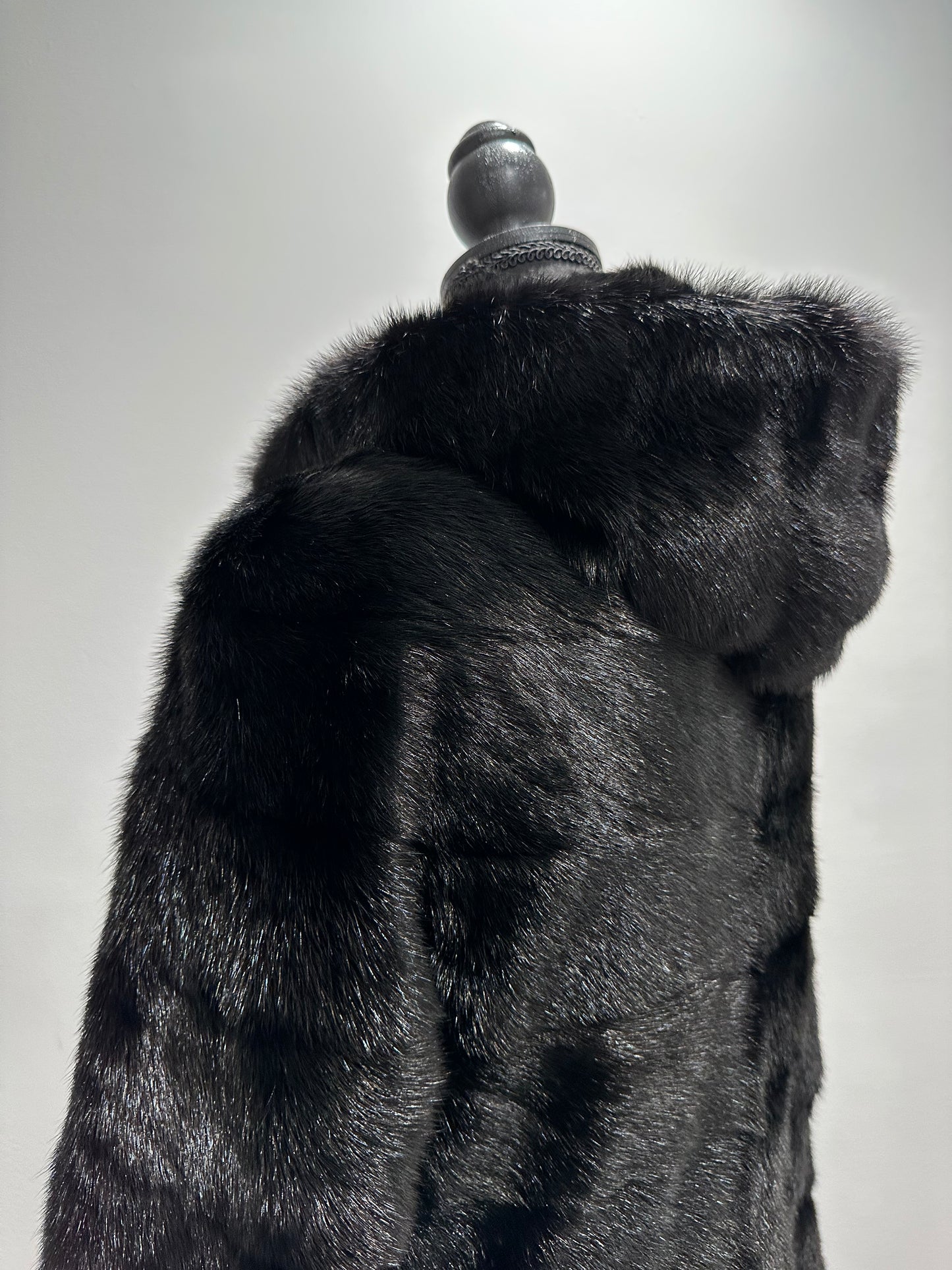 NEW REAL MINK FUR coat size XXS 1201088 HORIZONTAL long sleeve jacket BLACK