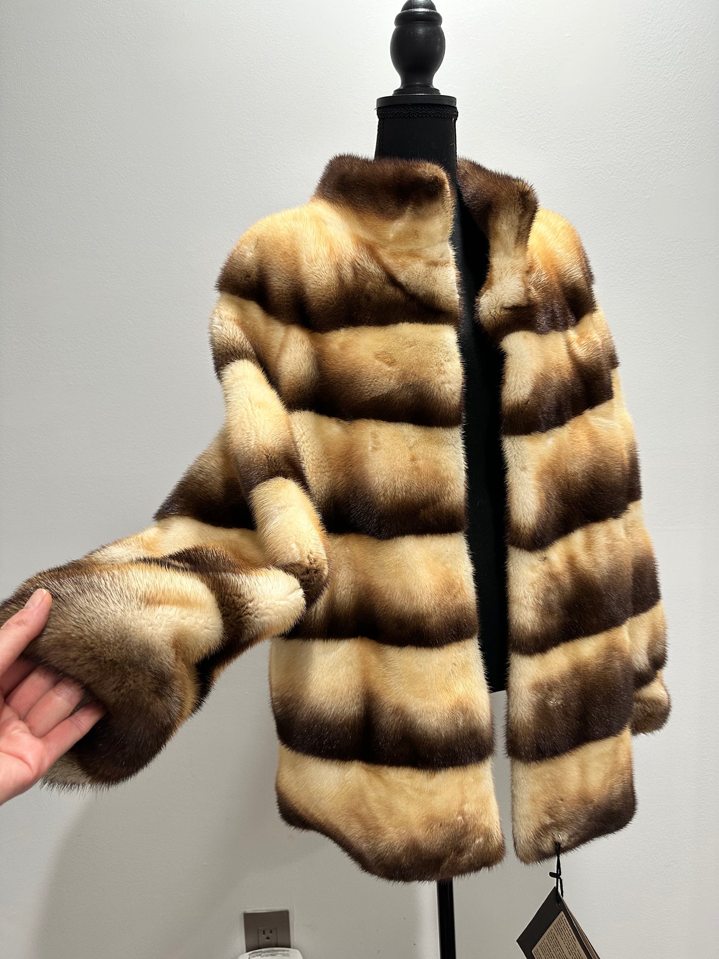 Real Mink FUR SIZE L jacket coat 1201094 genuine LUX FASHION NEW SALE Women