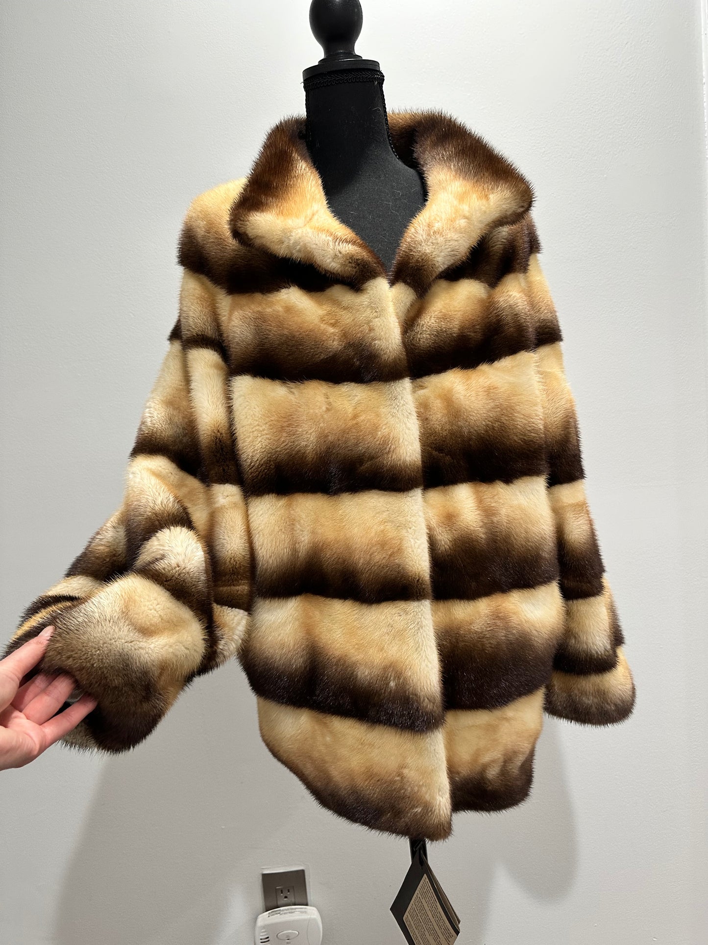 Real Mink FUR SIZE L jacket coat 1201094 genuine LUX FASHION NEW SALE Women