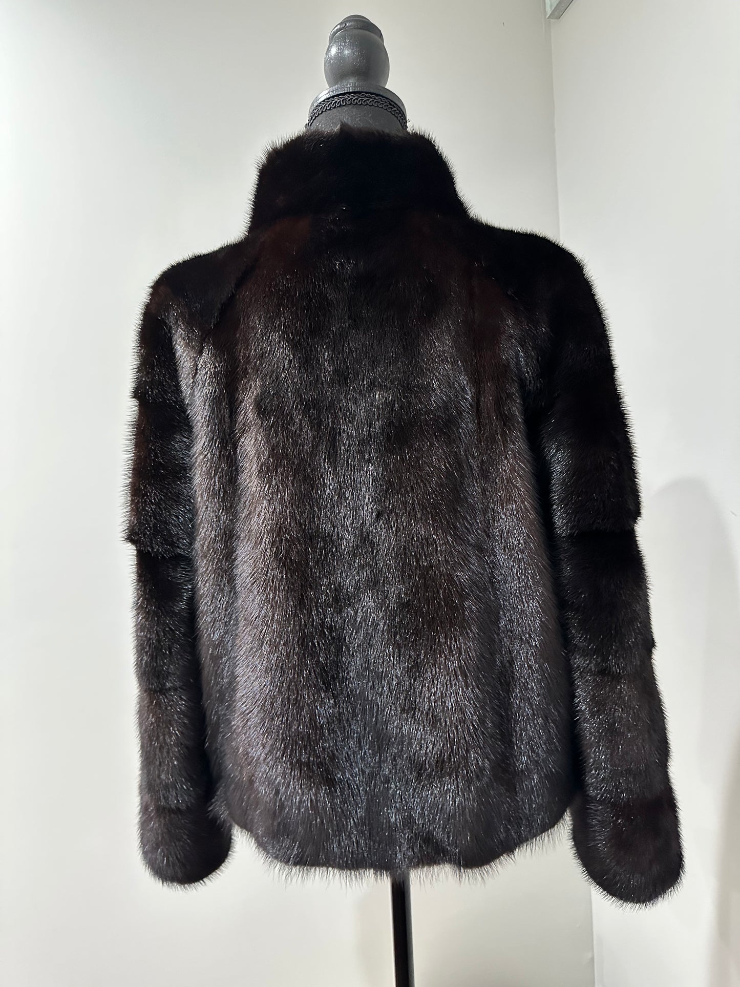 genuine real mink fur coat jacket 1201092 size M new dark brown COLOR NEW